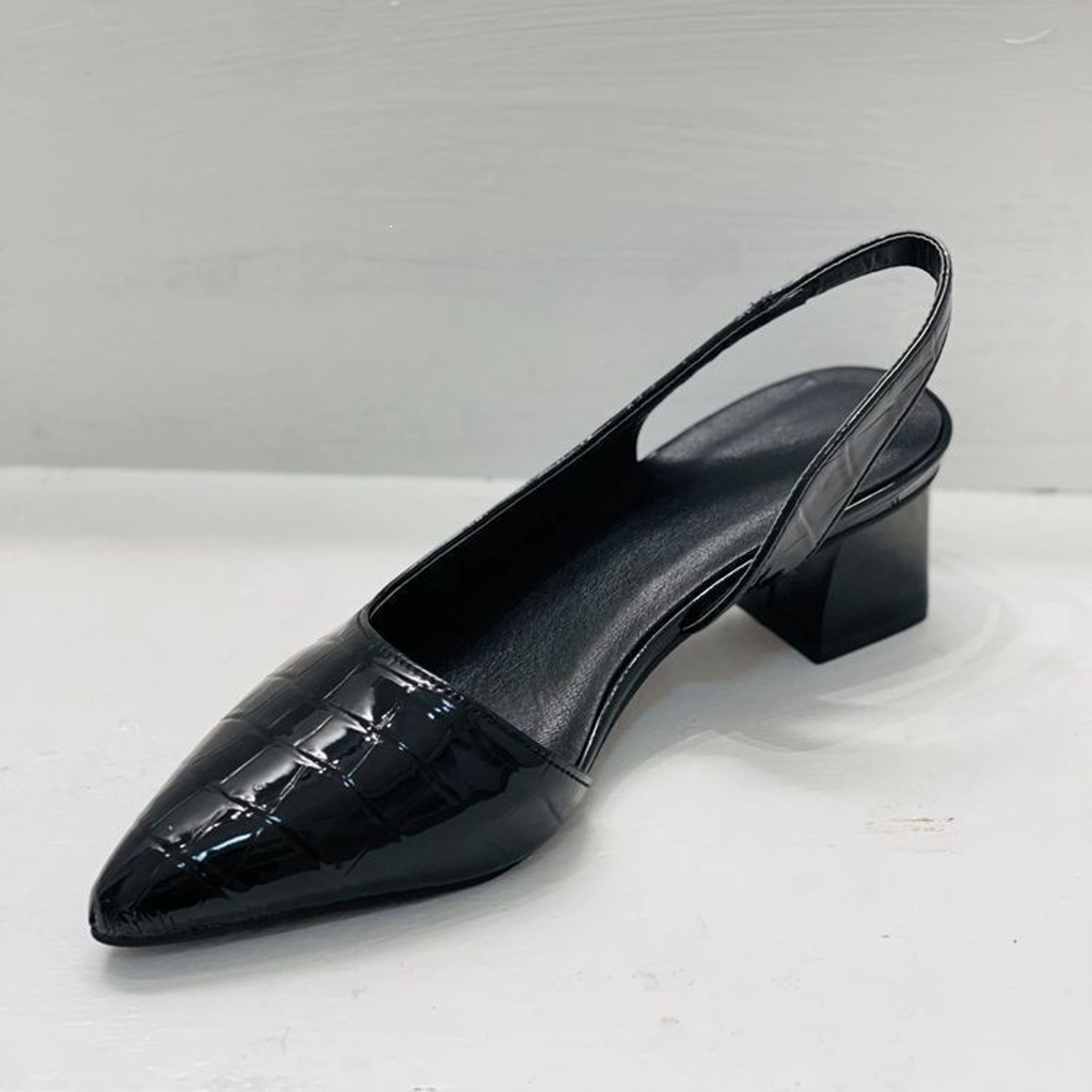 Womens Pointed Toe Slingback Pumps with Chunky Square Heels and Buckle Strap – view 4