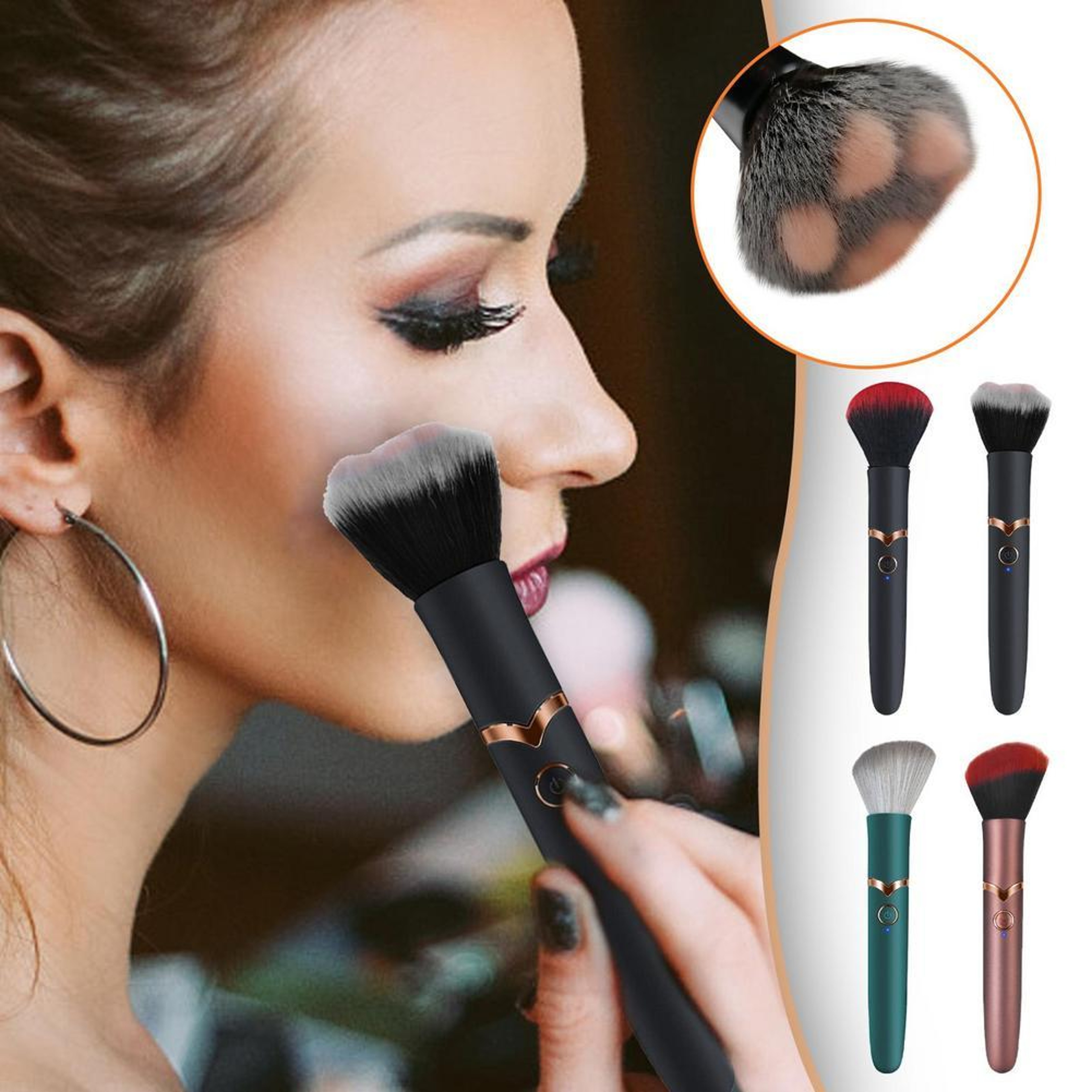 Electric Vibrating Foundation Makeup Brush With Rechargeable Battery 1