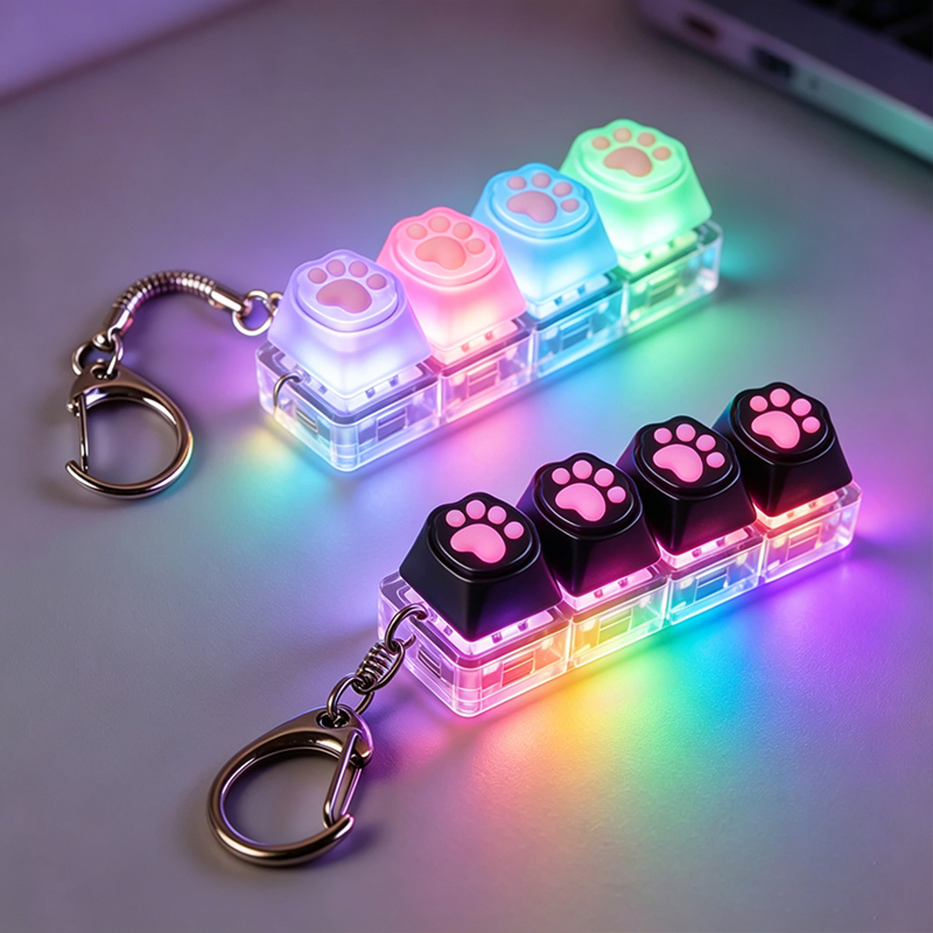 LED Keyboard Keychain Fidget Toy with Clickable Keys for Stress Relief – view 8