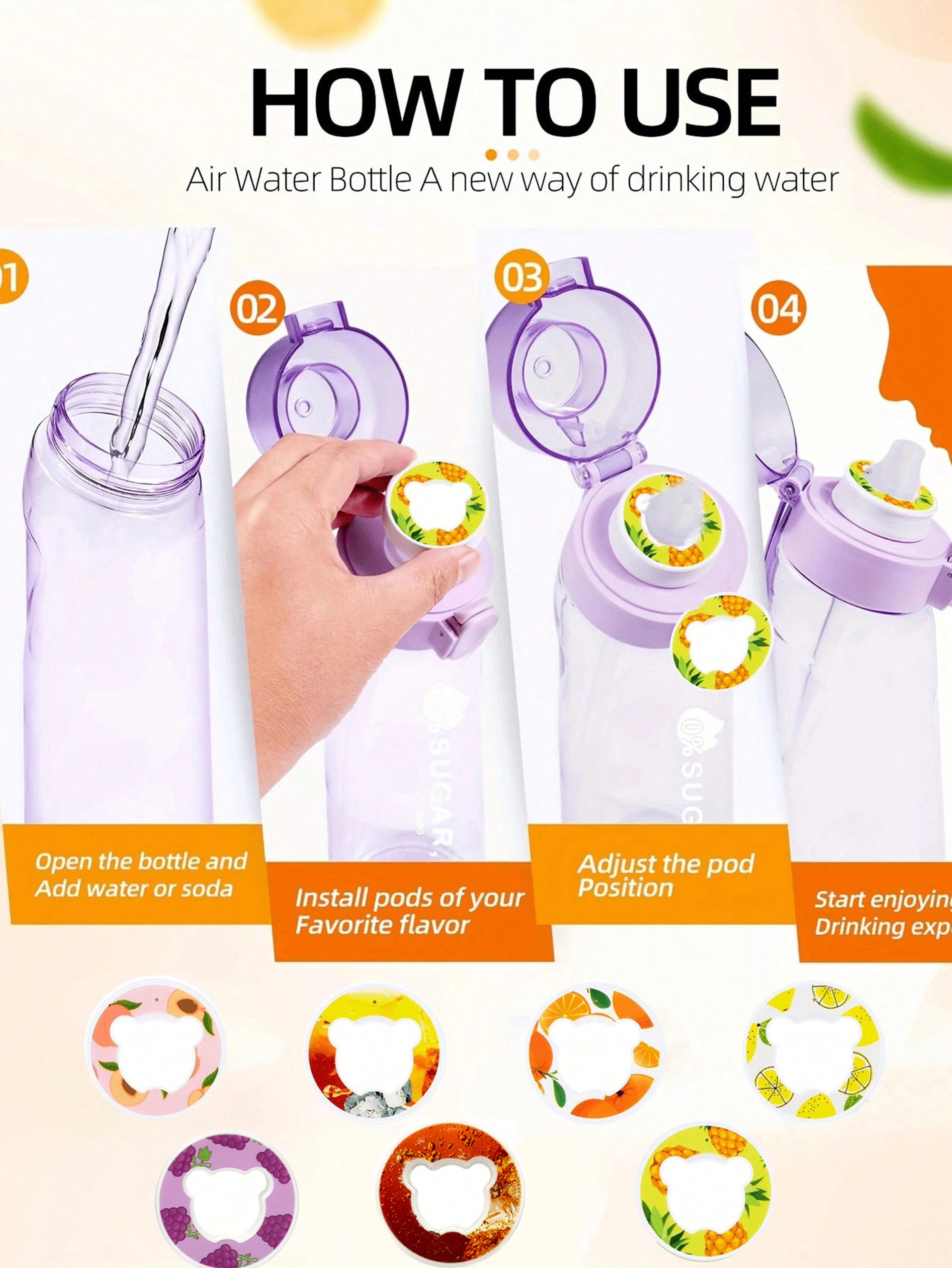 Leakproof Sports Water Bottle with Straw and Random Flavor Pod – view 6
