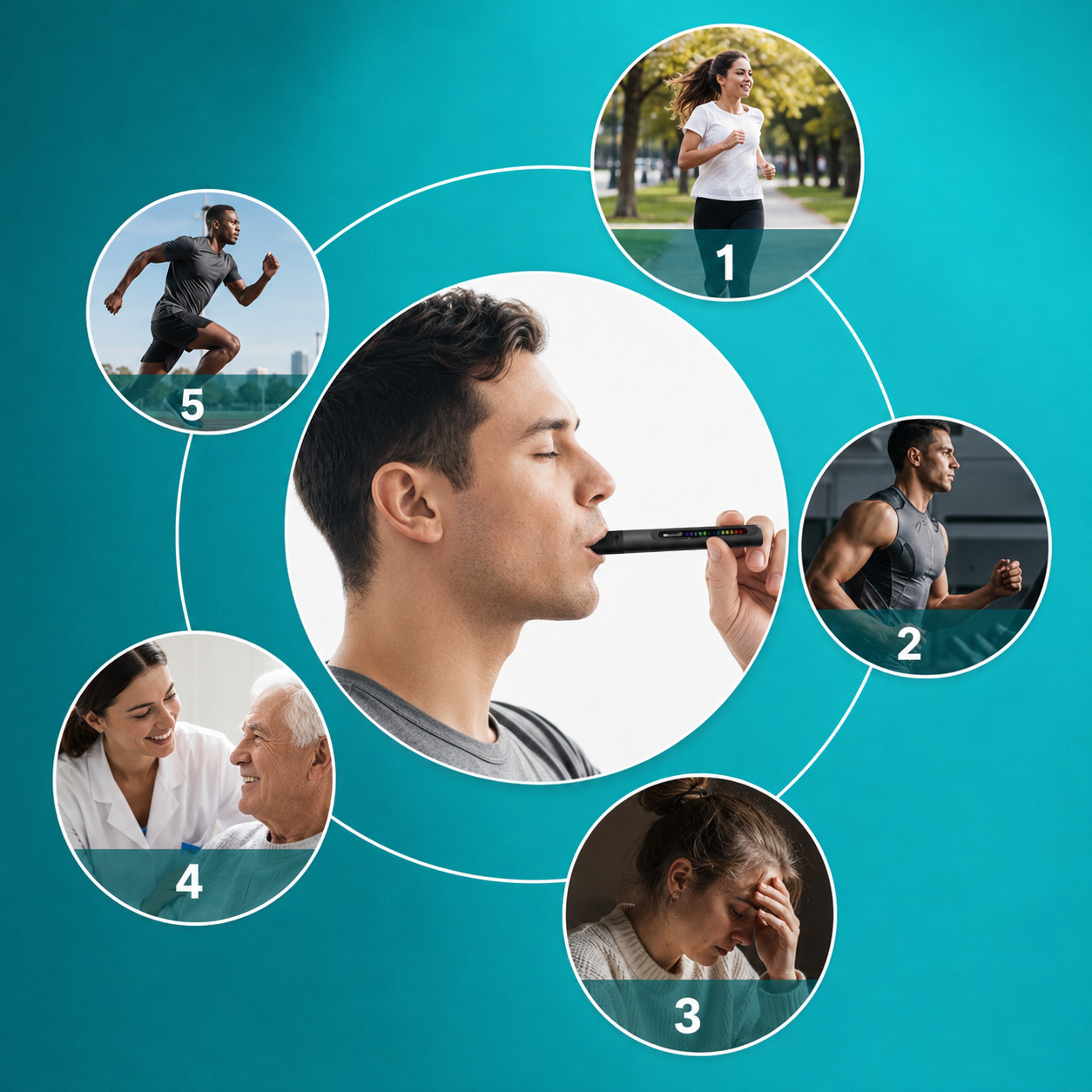Smart Respiratory Muscle Breathing Trainer With LED Dual Display And USB C Charging 4