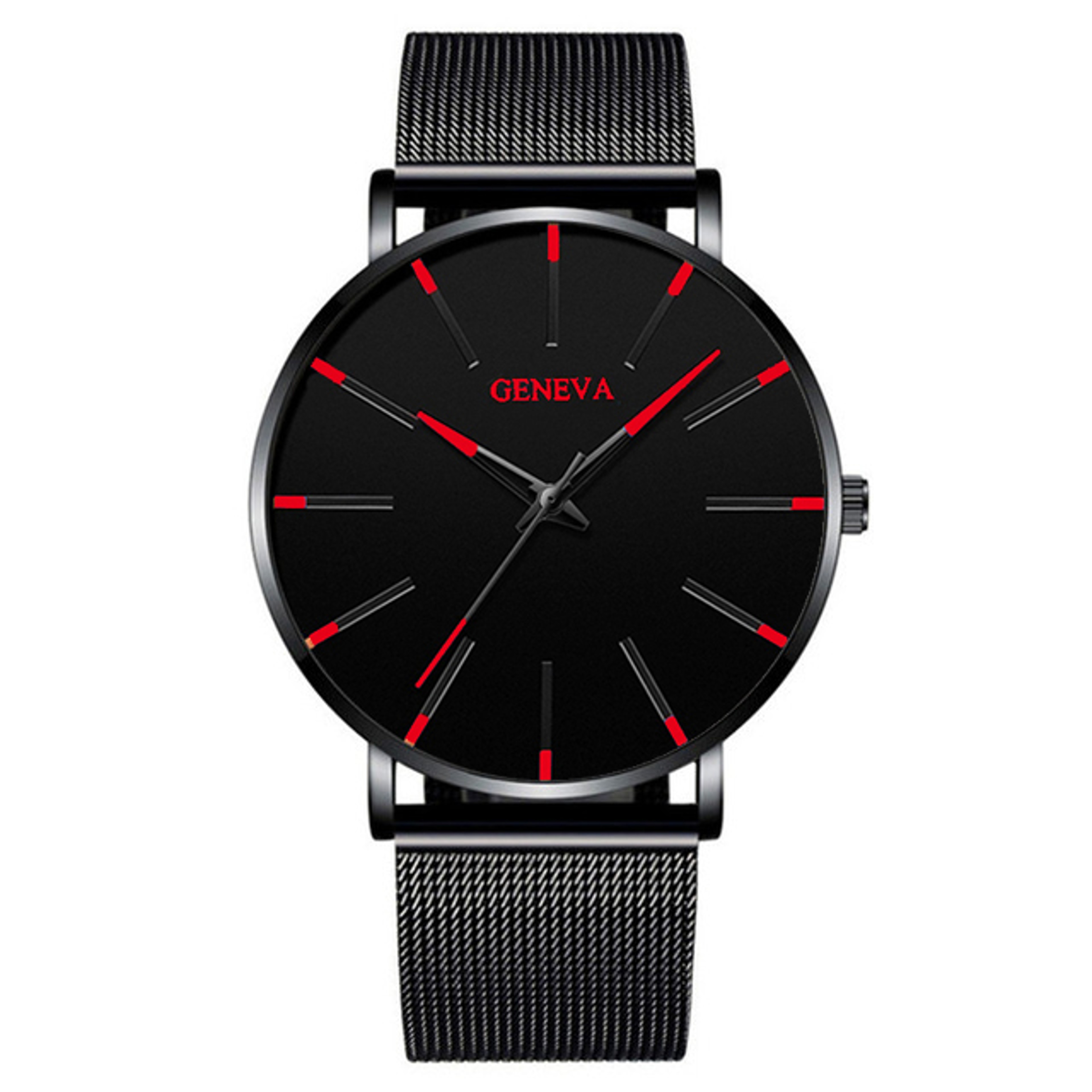 Mens Minimalist Quartz Watch with Stainless Steel Mesh Band and Slim Round Case – view 10