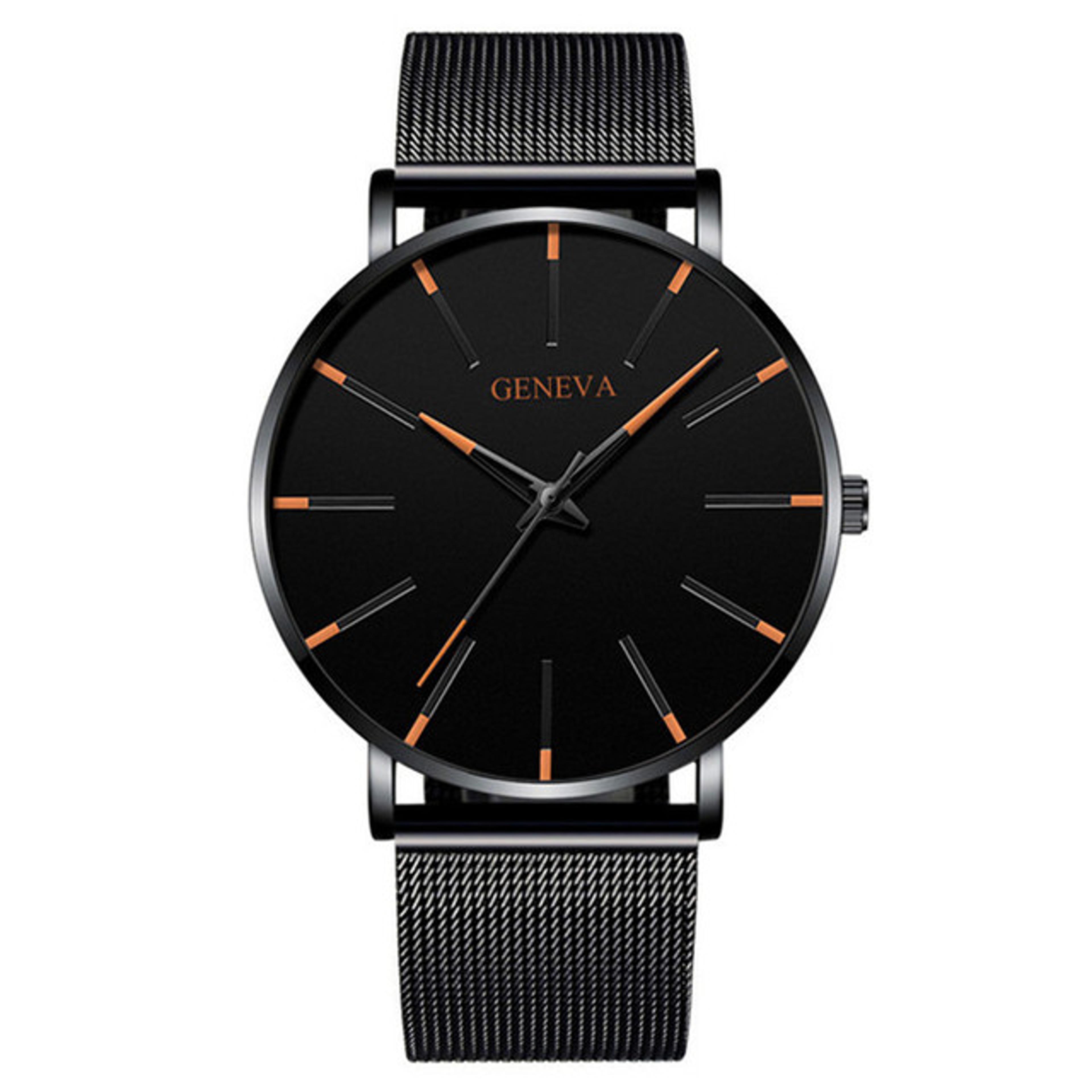 Mens Minimalist Quartz Watch with Stainless Steel Mesh Band and Slim Round Case – view 11