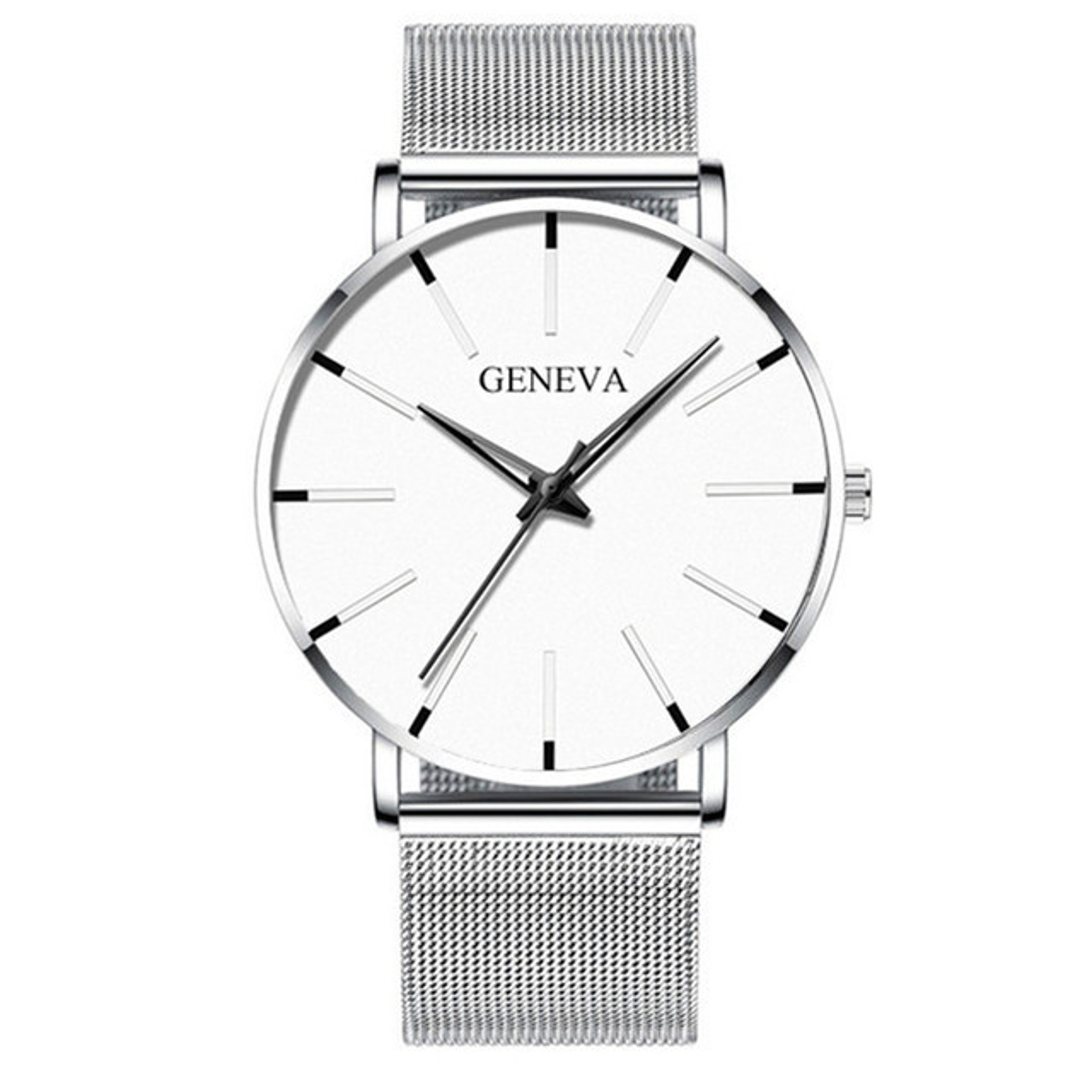 Mens Minimalist Quartz Watch with Stainless Steel Mesh Band and Slim Round Case – view 12