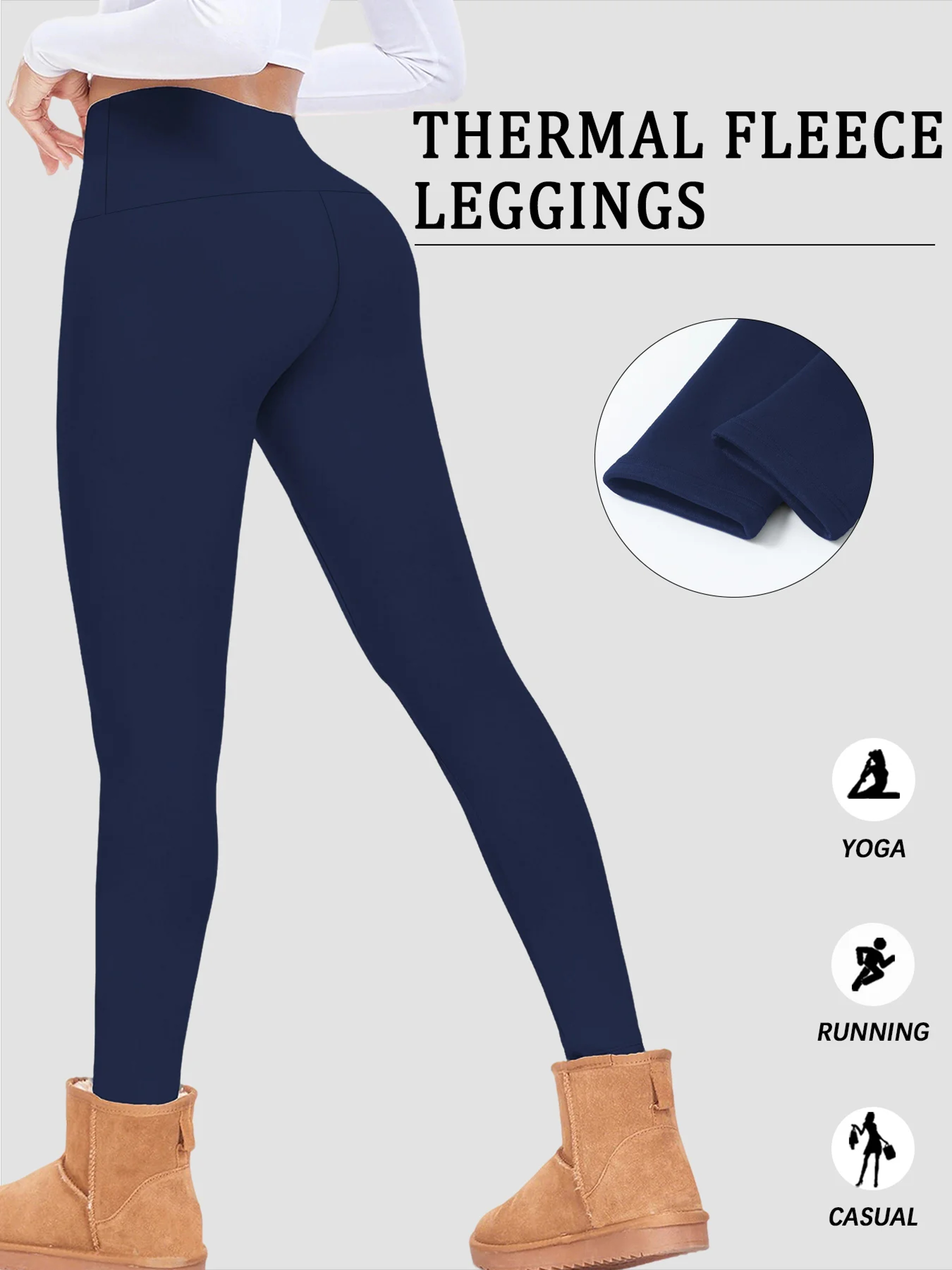 Womens High Waisted Fleece Lined Thermal Leggings for Winter Workouts – view 2