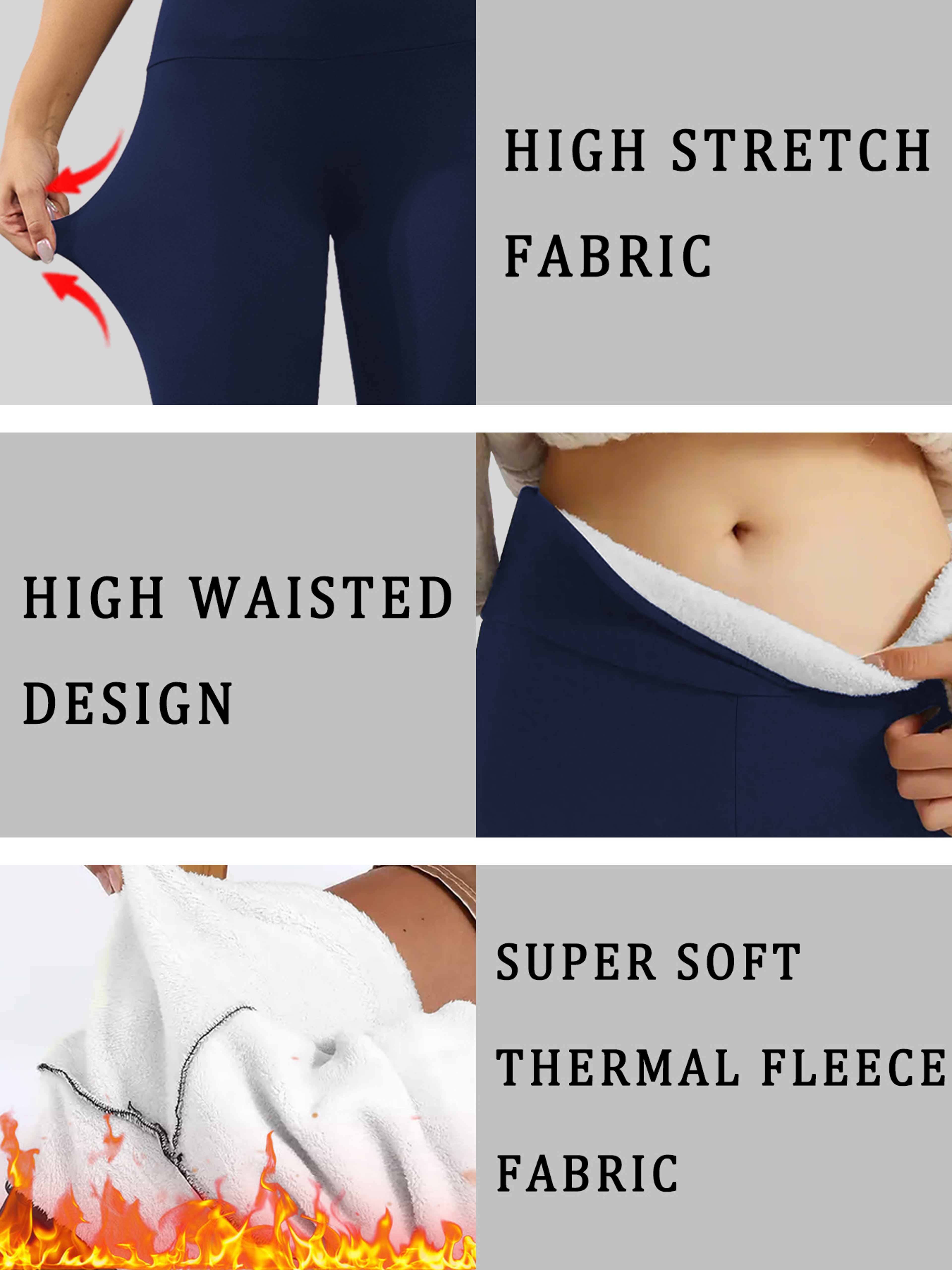 Womens High Waisted Fleece Lined Thermal Leggings for Winter Workouts – view 4