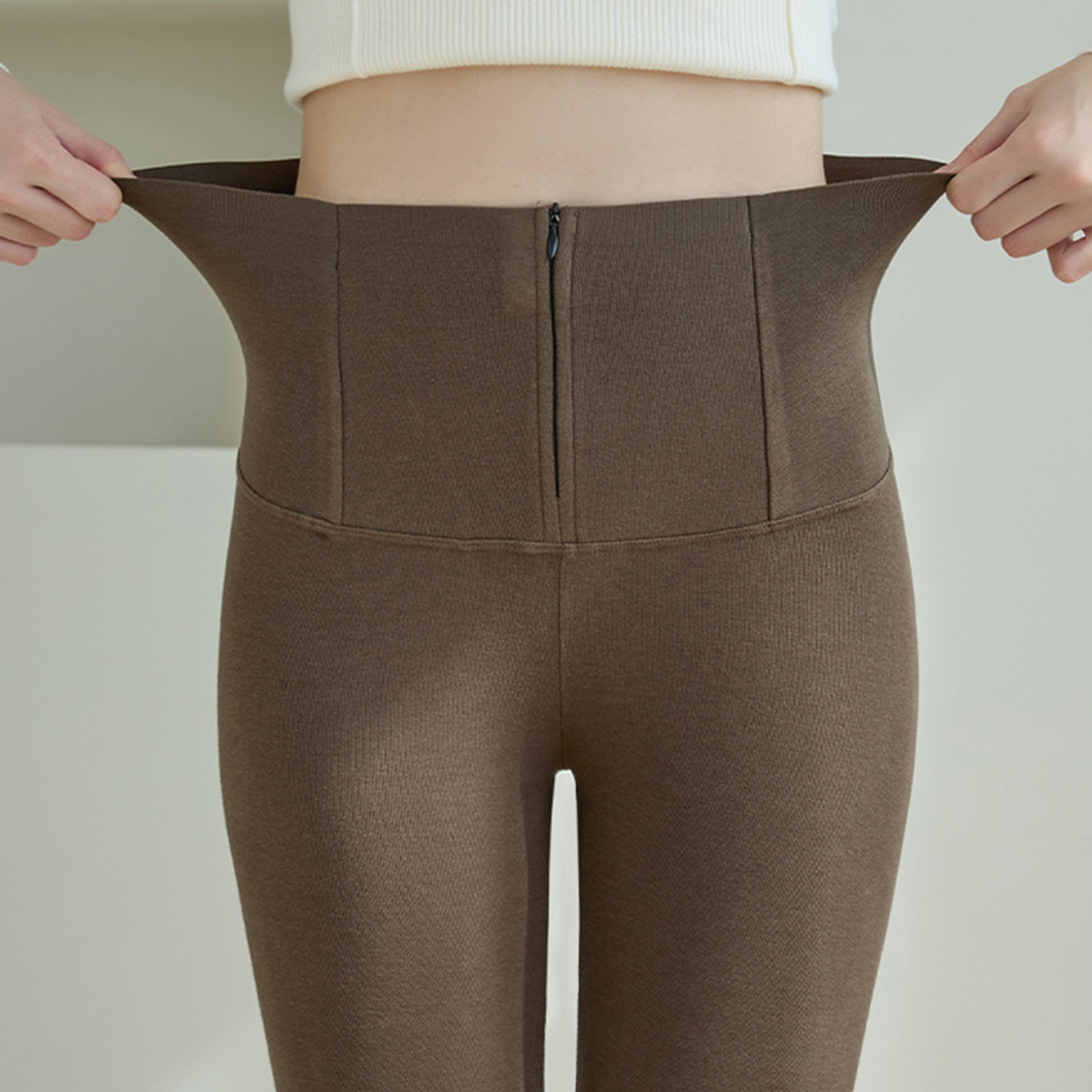 Womens High Waisted Warm Leggings with Seamless Ankle Length Design – view 4
