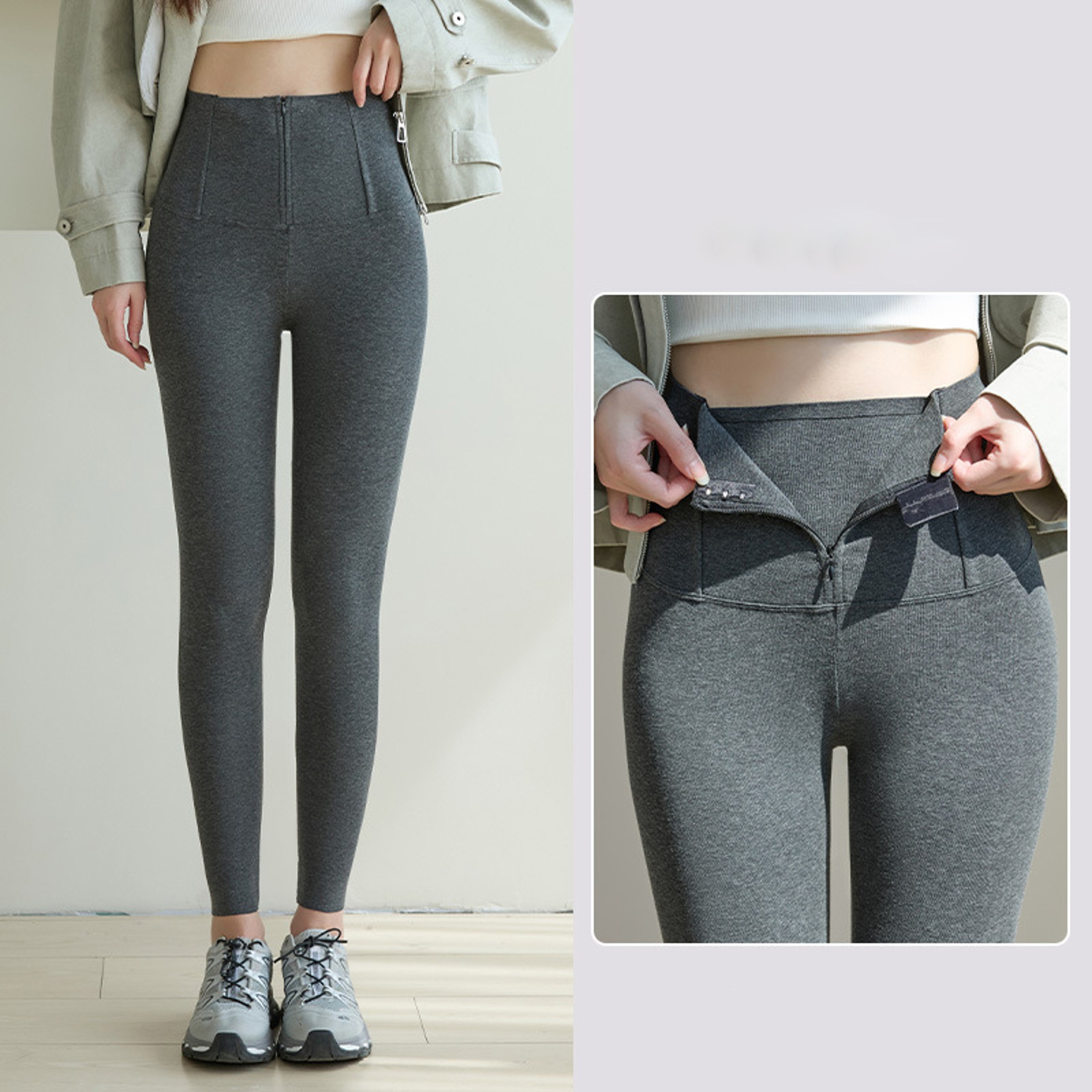 Womens High Waisted Warm Leggings with Seamless Ankle Length Design – view 9