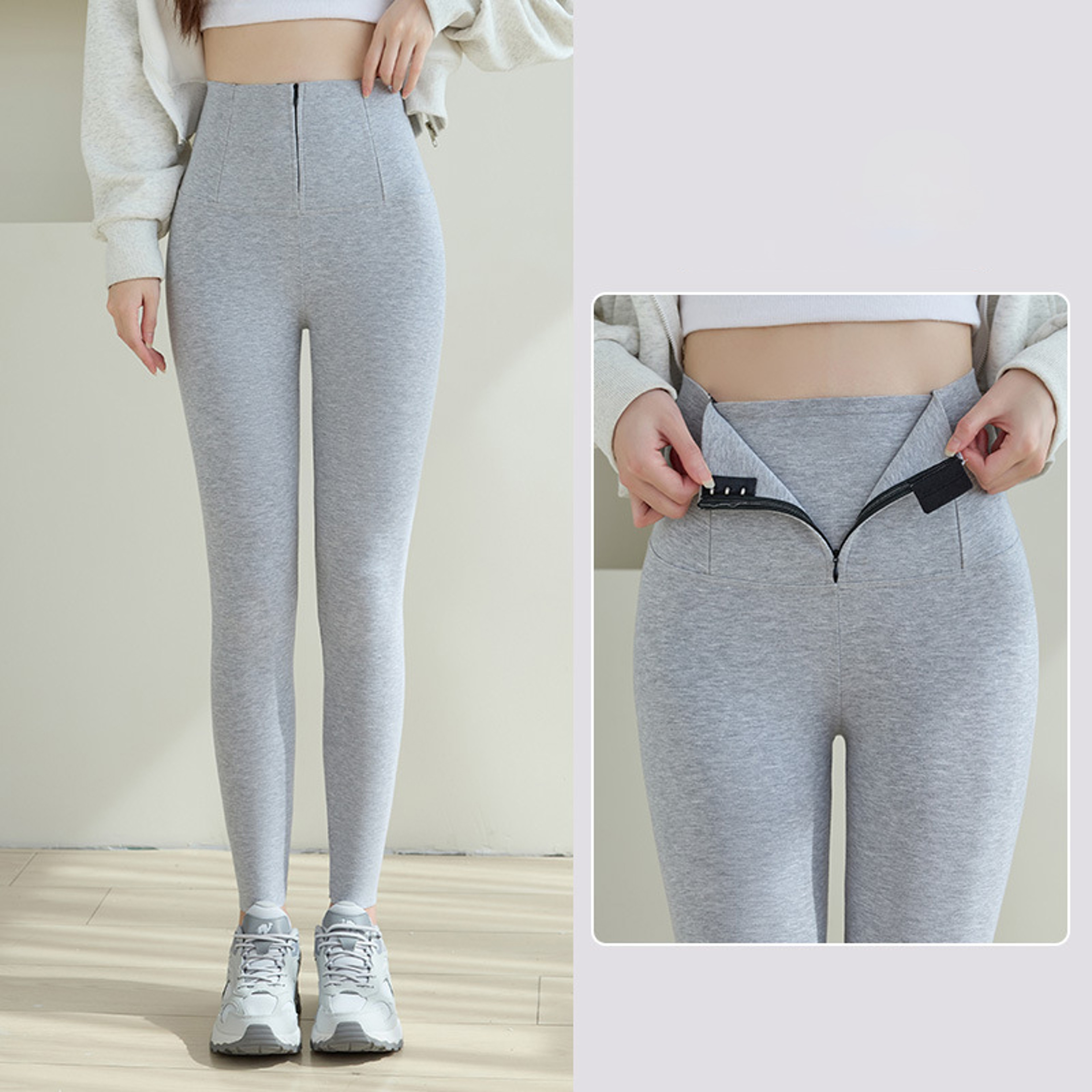 Womens High Waisted Warm Leggings with Seamless Ankle Length Design – view 10