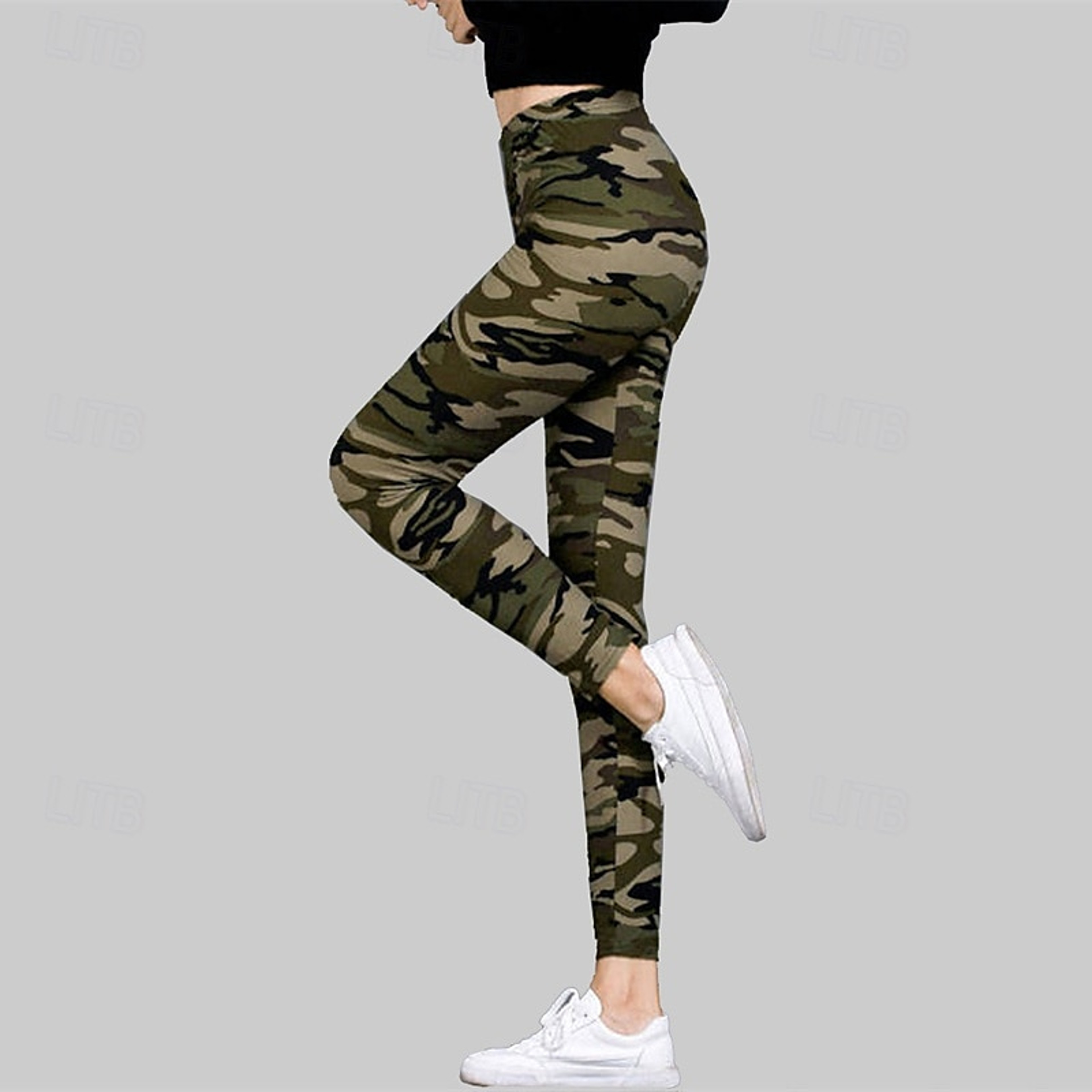 Womens Camouflage Print Leggings with Elastic Waist and Fleece Fabric – view 13
