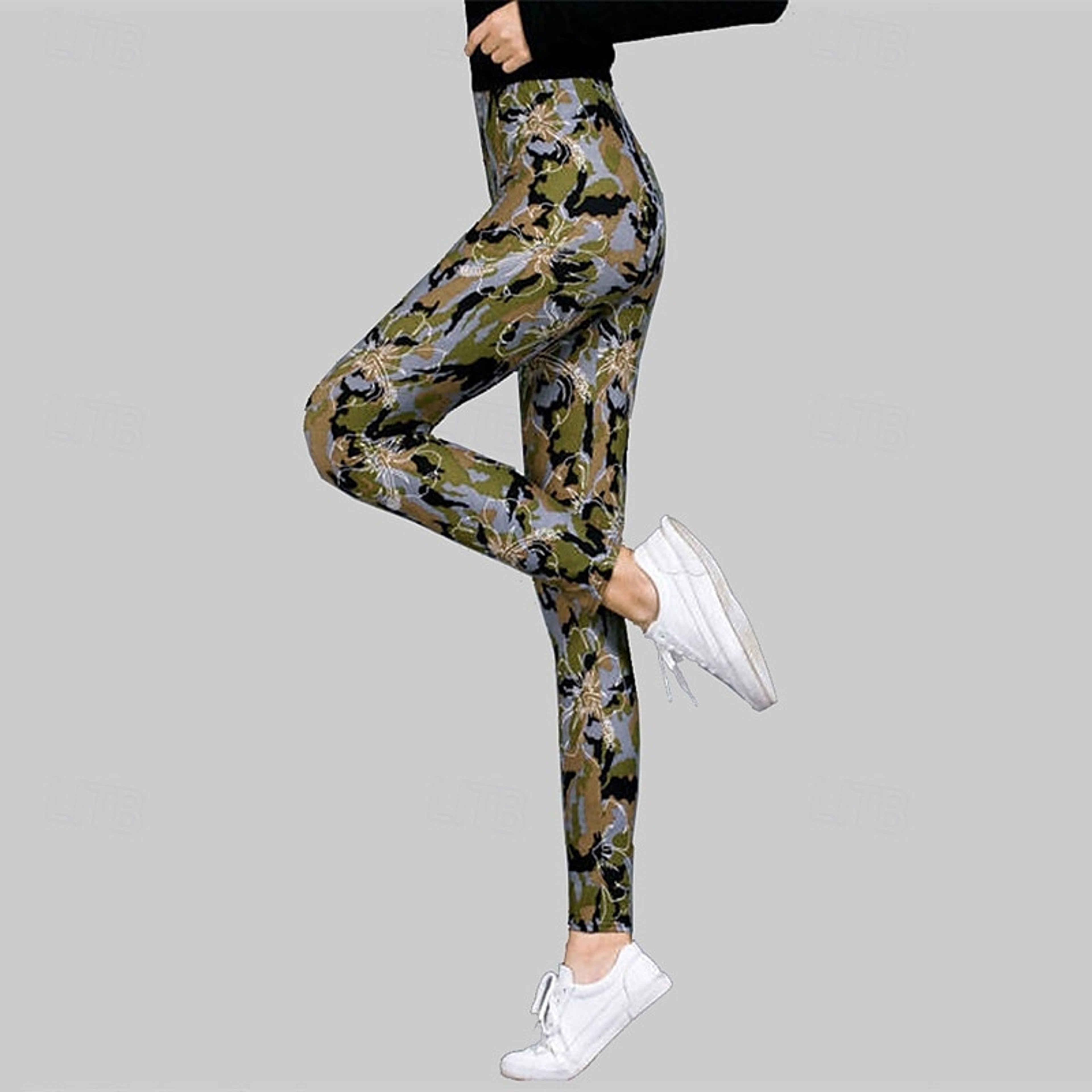 Womens Camouflage Print Leggings with Elastic Waist and Fleece Fabric – view 15