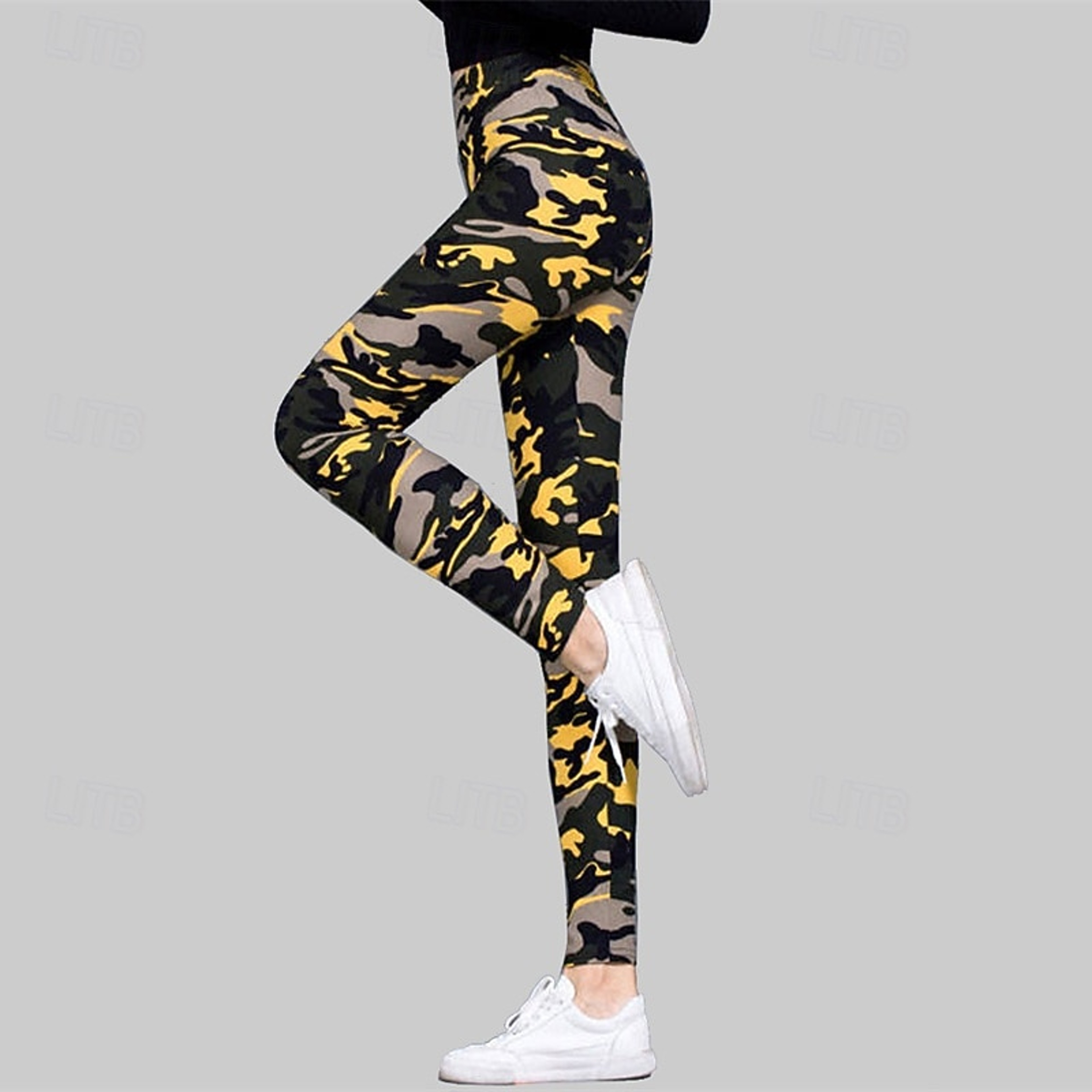Womens Camouflage Print Leggings with Elastic Waist and Fleece Fabric – view 14
