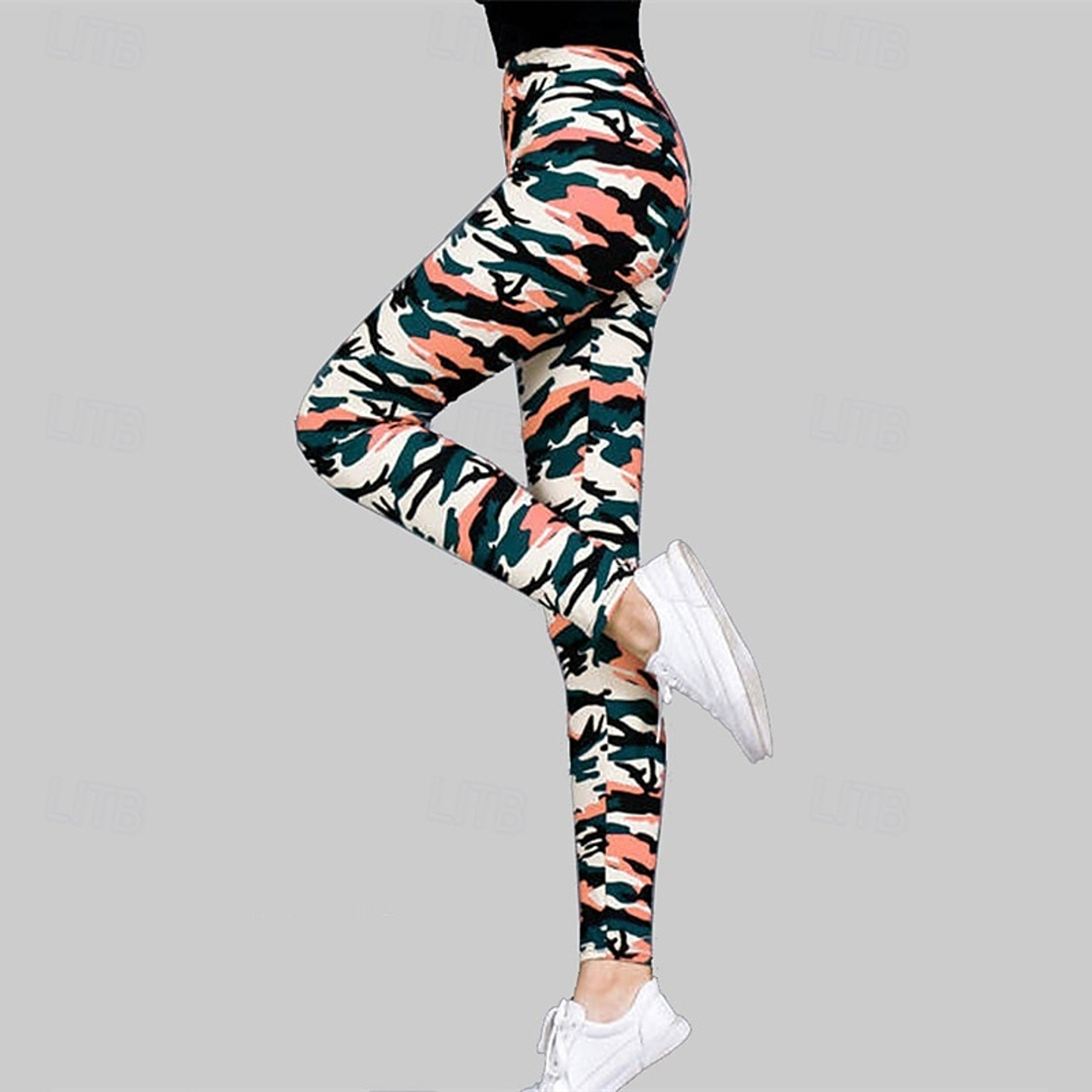 Womens Camouflage Print Leggings with Elastic Waist and Fleece Fabric – view 16