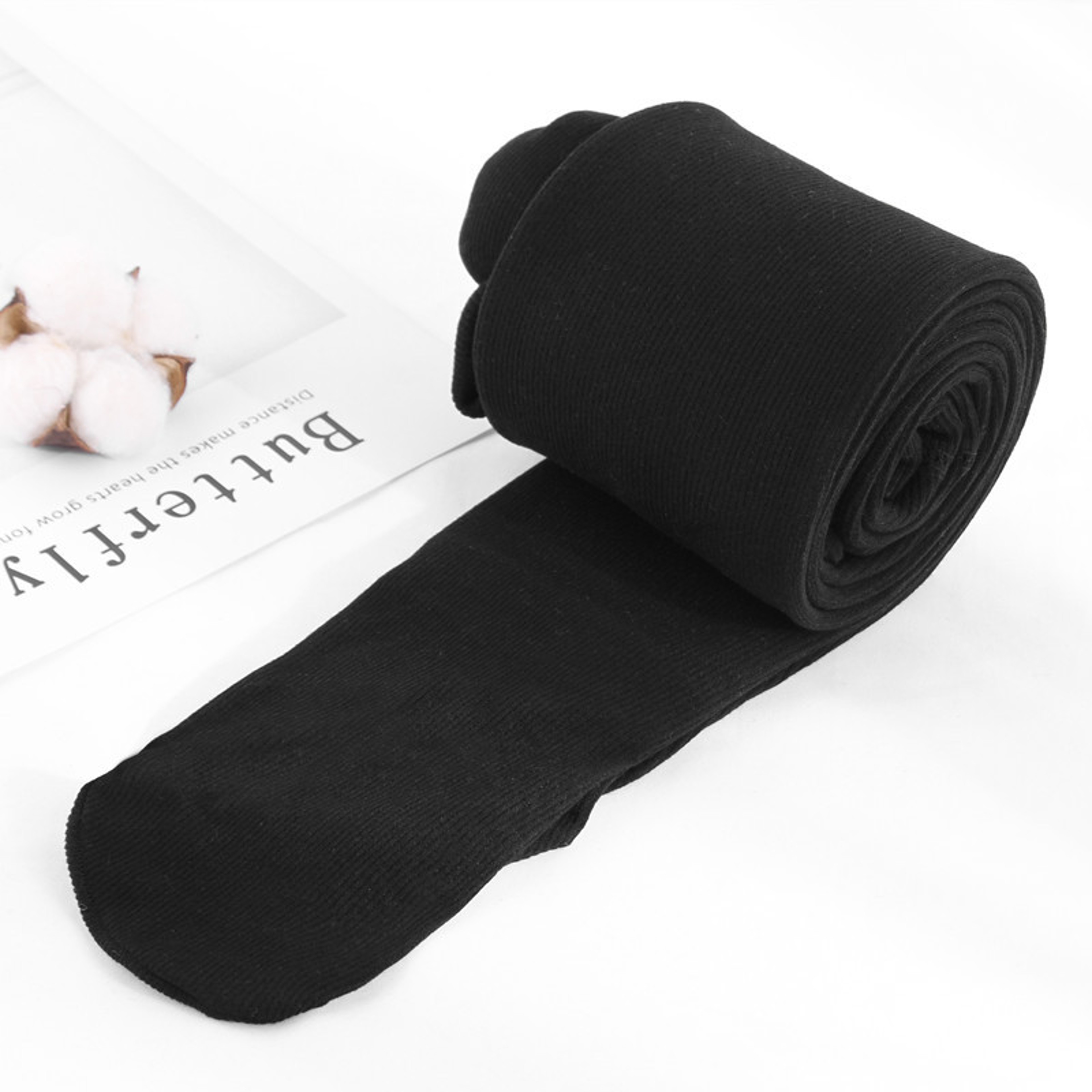 Womens High Waisted Fleece Lined Thermal Leggings with Ribbed Vertical Stripes – view 8