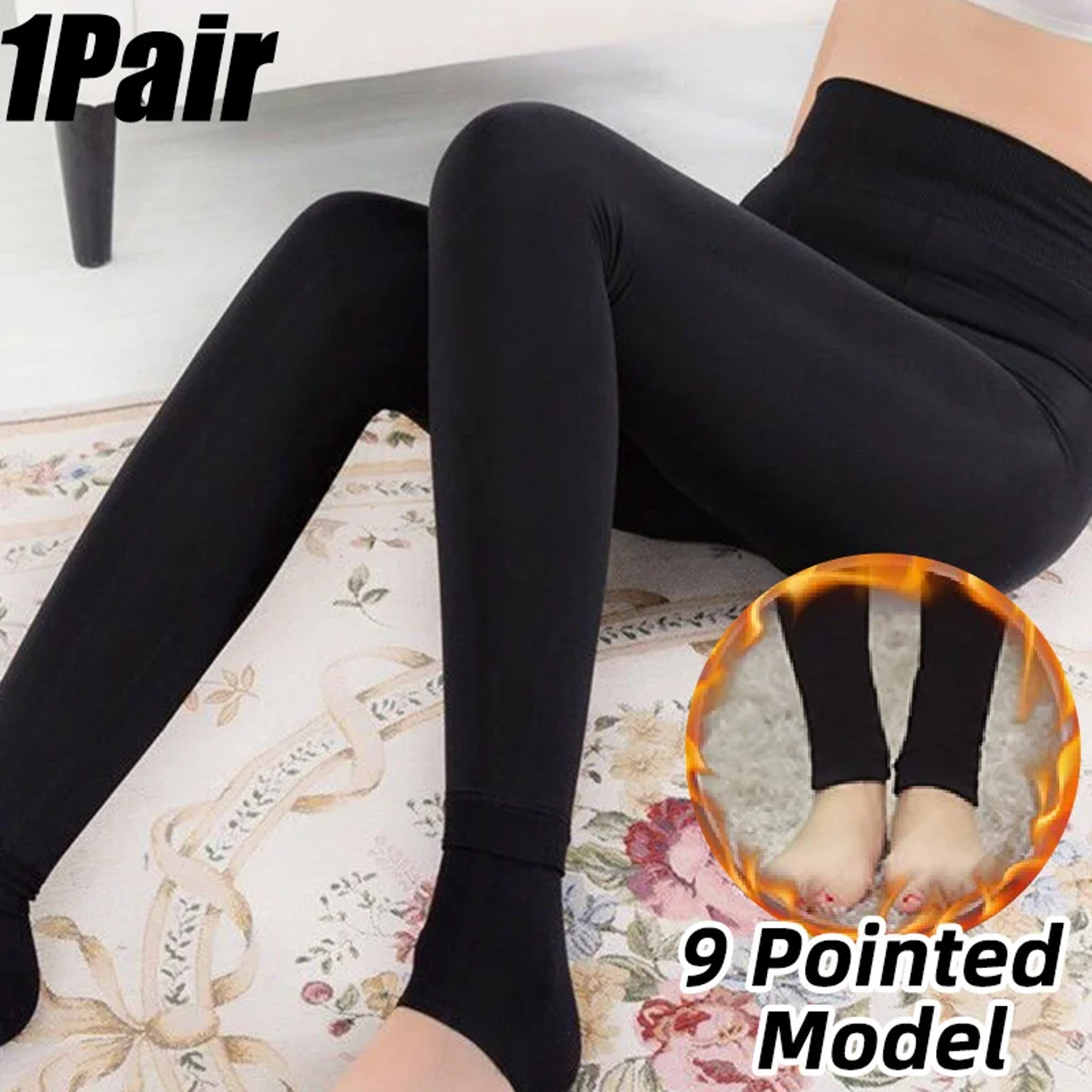 Womens Fleece Lined Leggings With Pearl Velvet Warm Winter Tights 6