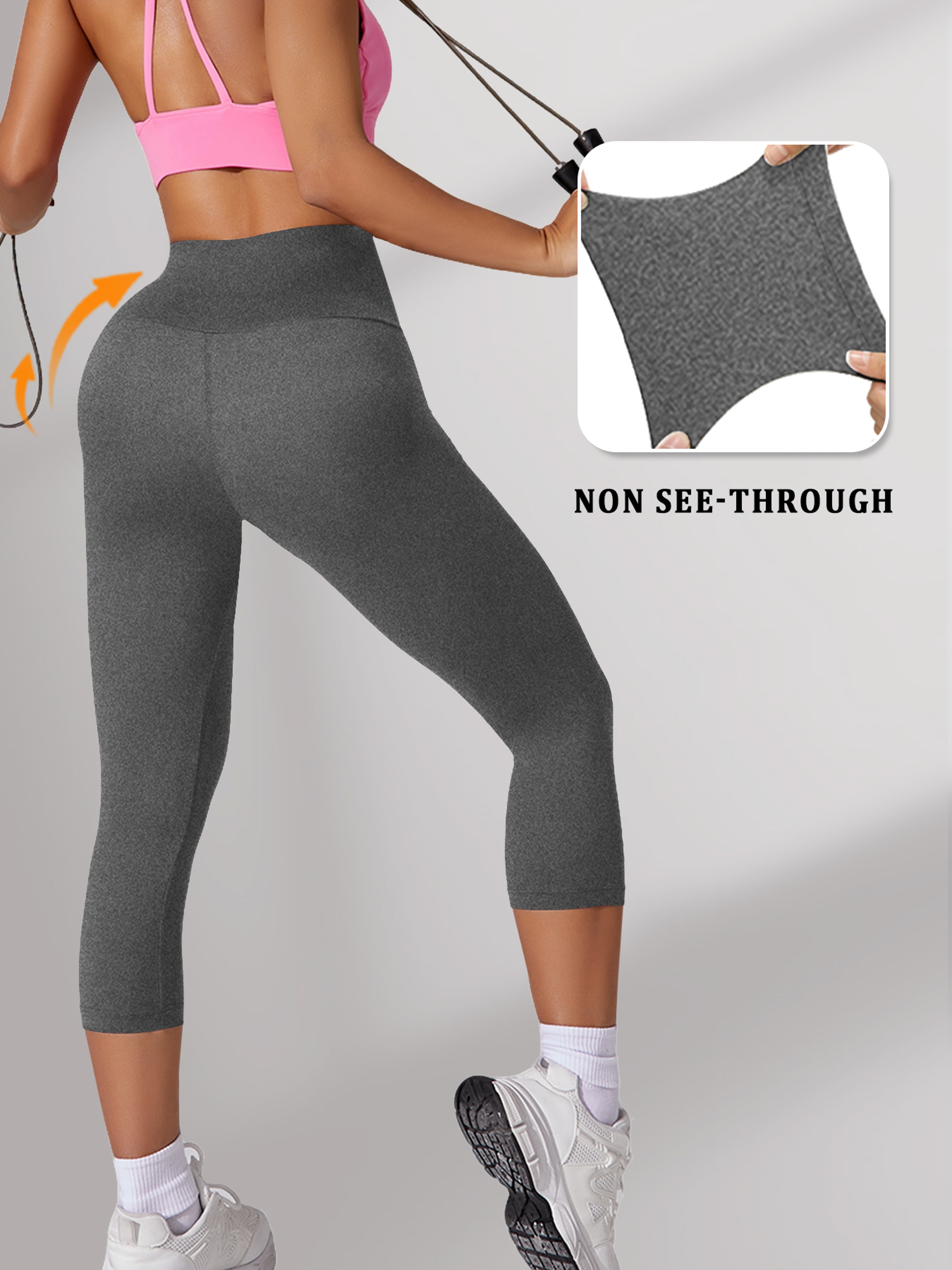 Womens High Waisted Capri Yoga Leggings Soft Stretch No See Through Workout Pants – view 2