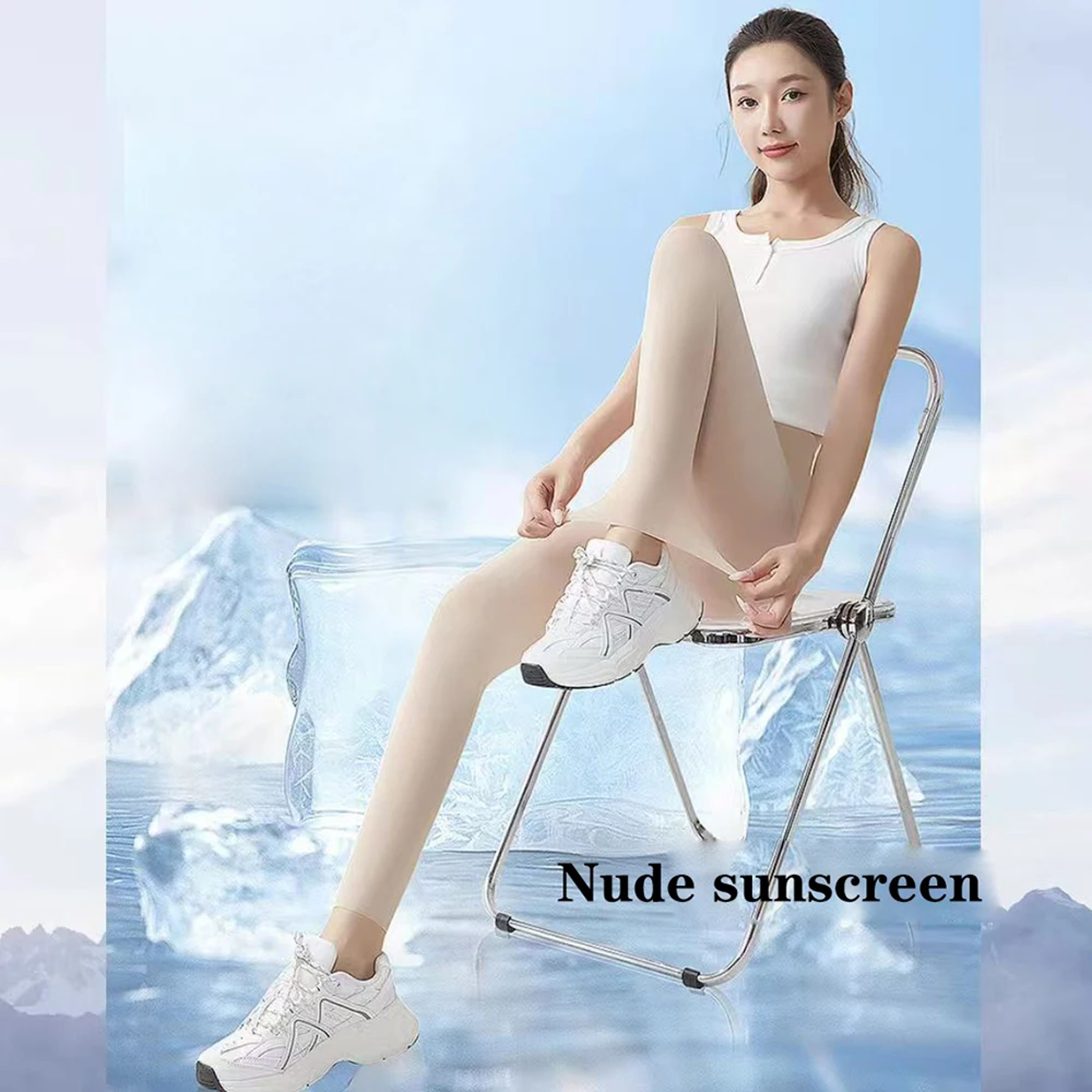 Womens High Waist Ice Silk Shark Skin Leggings Seamless Breathable Yoga Pants 3