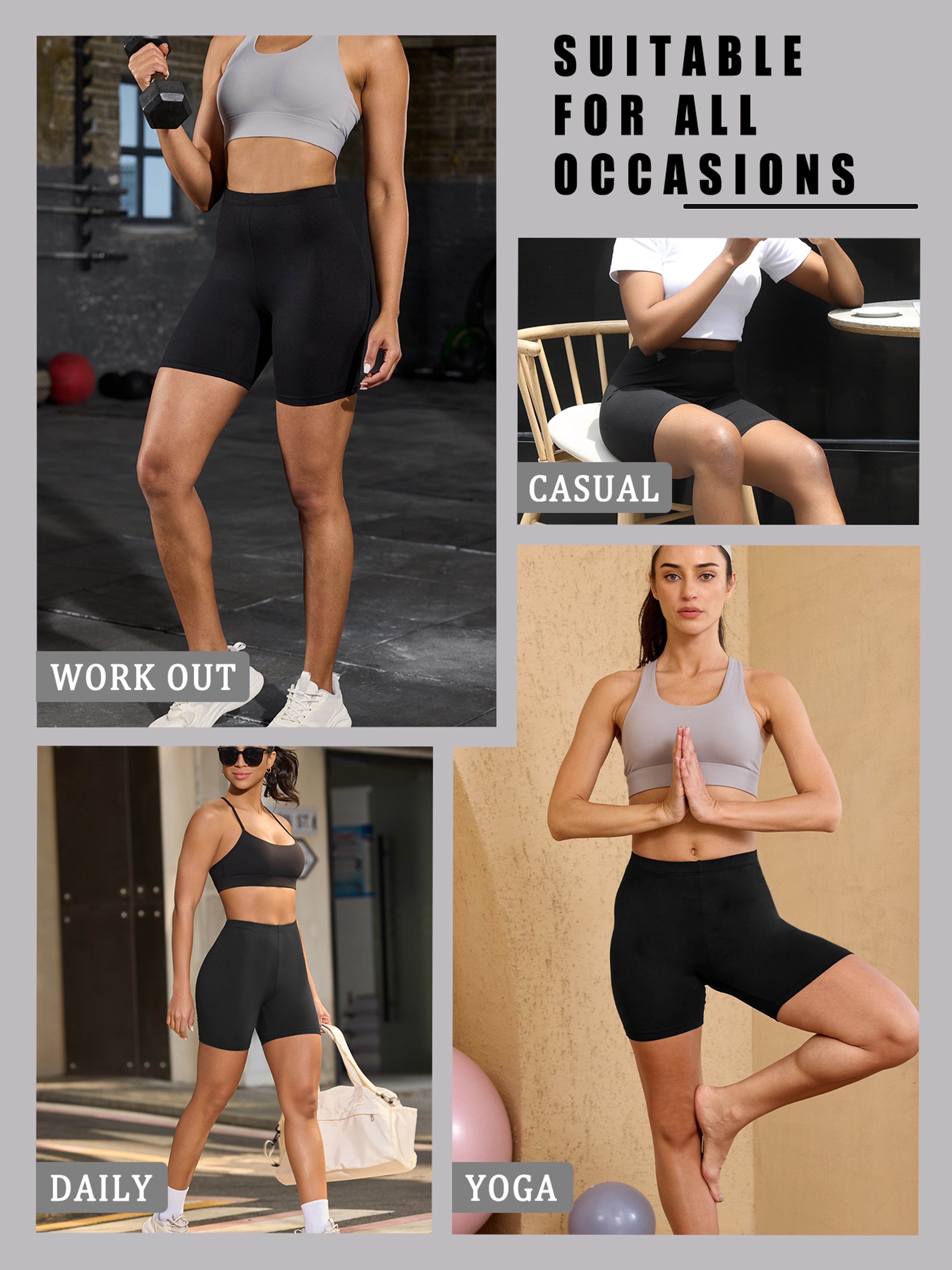Womens High Stretch Biker Shorts Soft Low Waist Workout Yoga Shorts – view 3