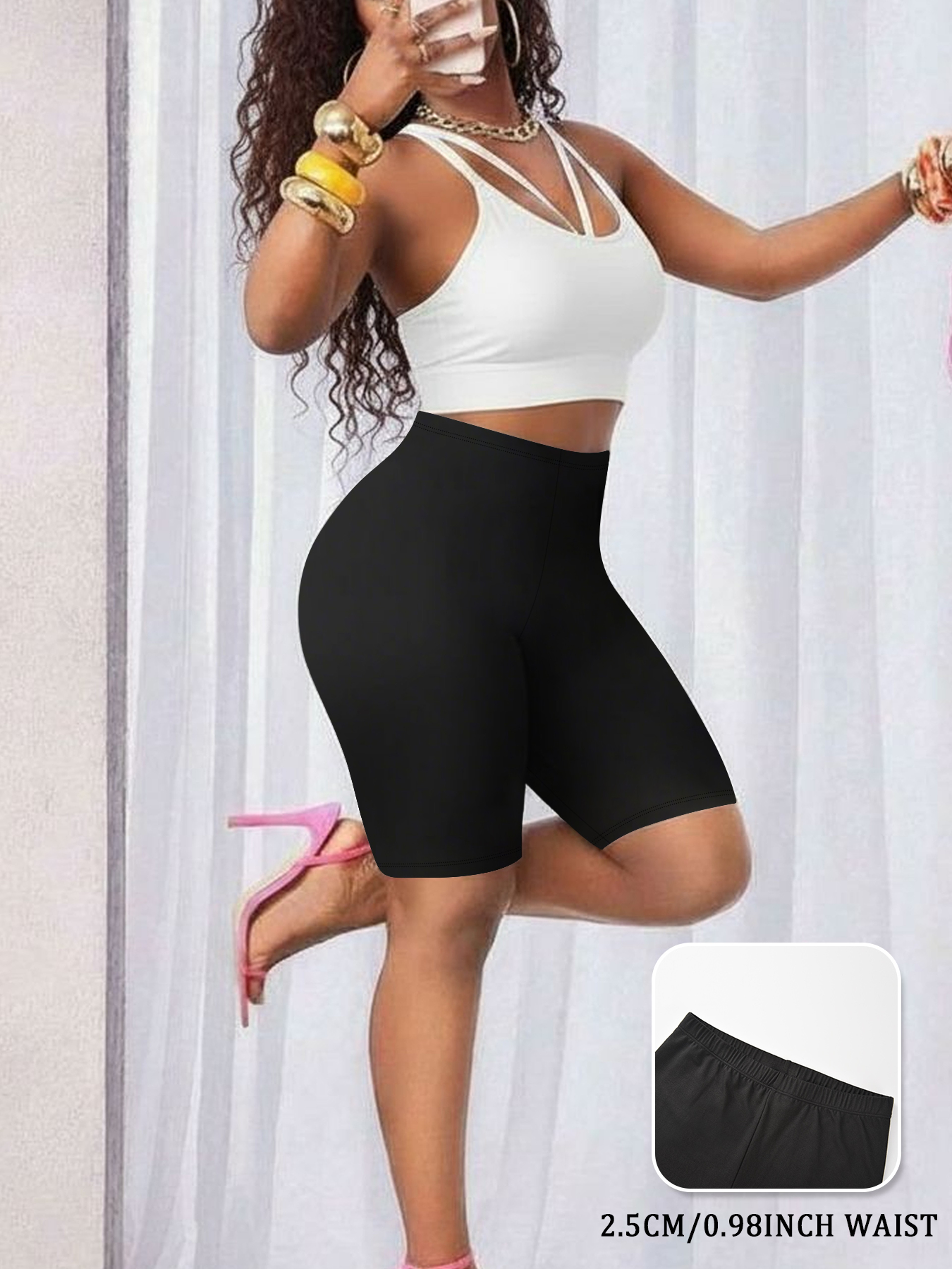 Womens High Stretch Biker Shorts Soft Low Waist Workout Yoga Shorts – view 9
