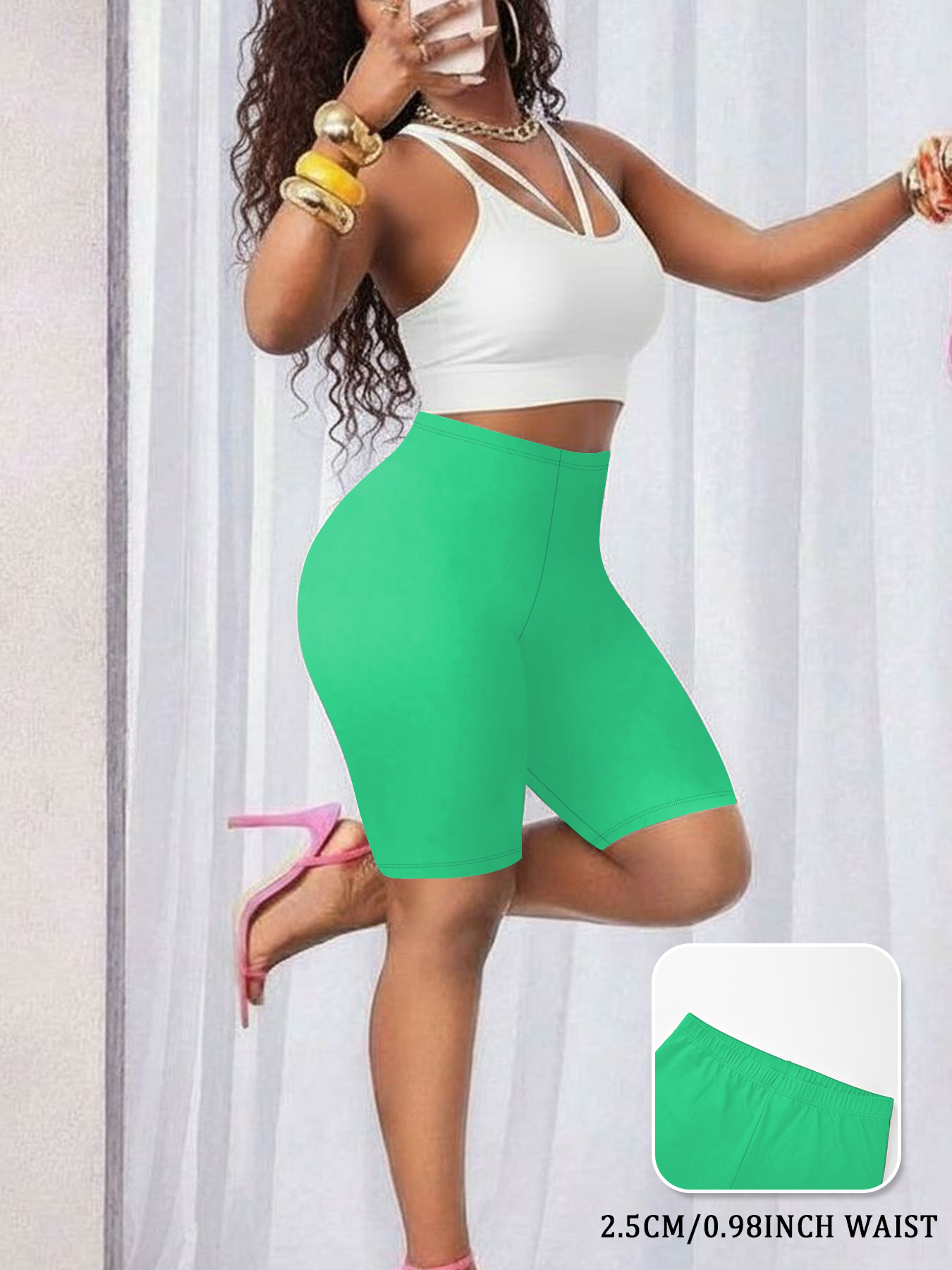 Womens High Stretch Biker Shorts Soft Low Waist Workout Yoga Shorts – view 13