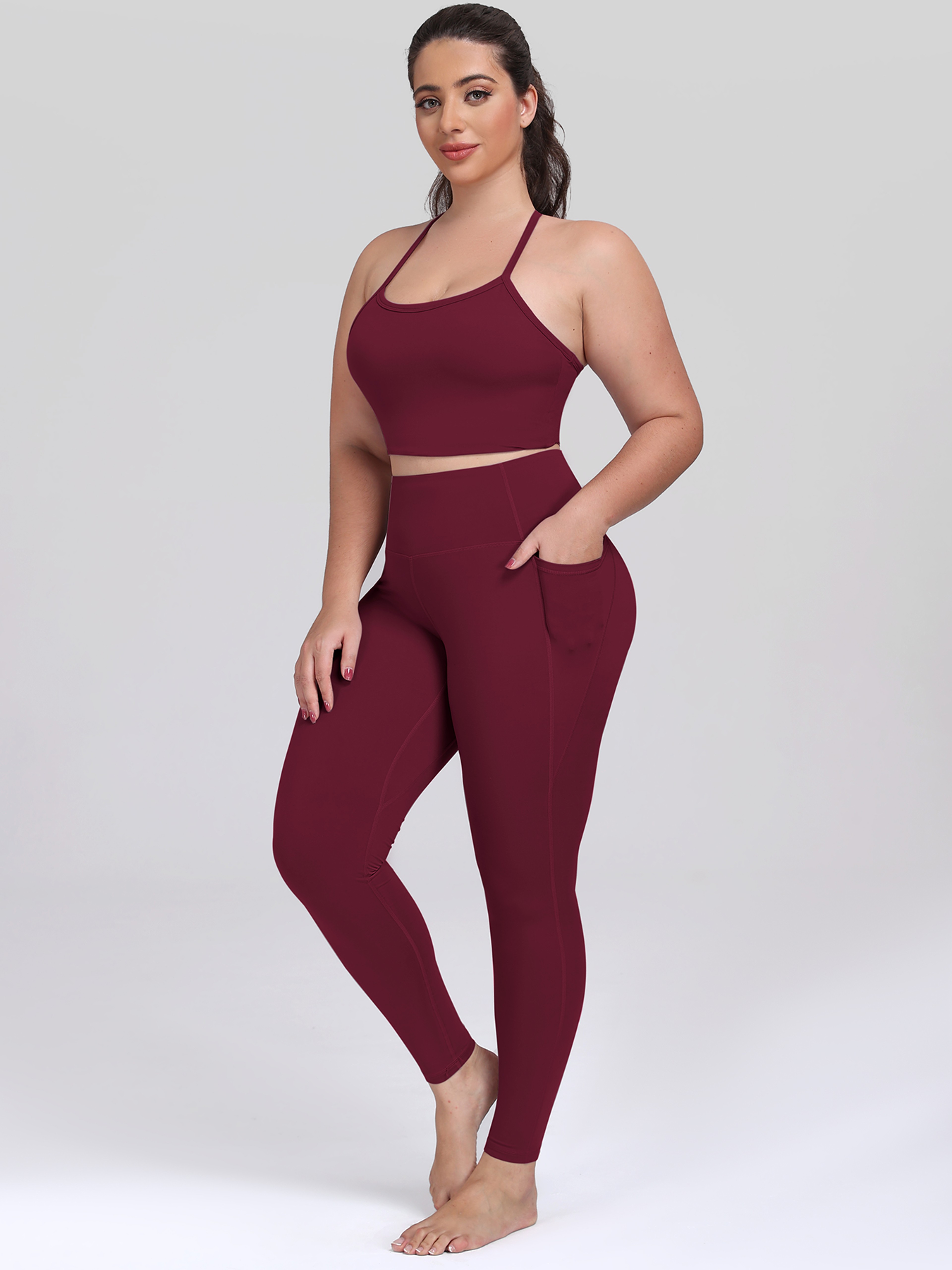 Womens High Waisted Yoga Leggings with Side Pocket for Gym and Running – view 6