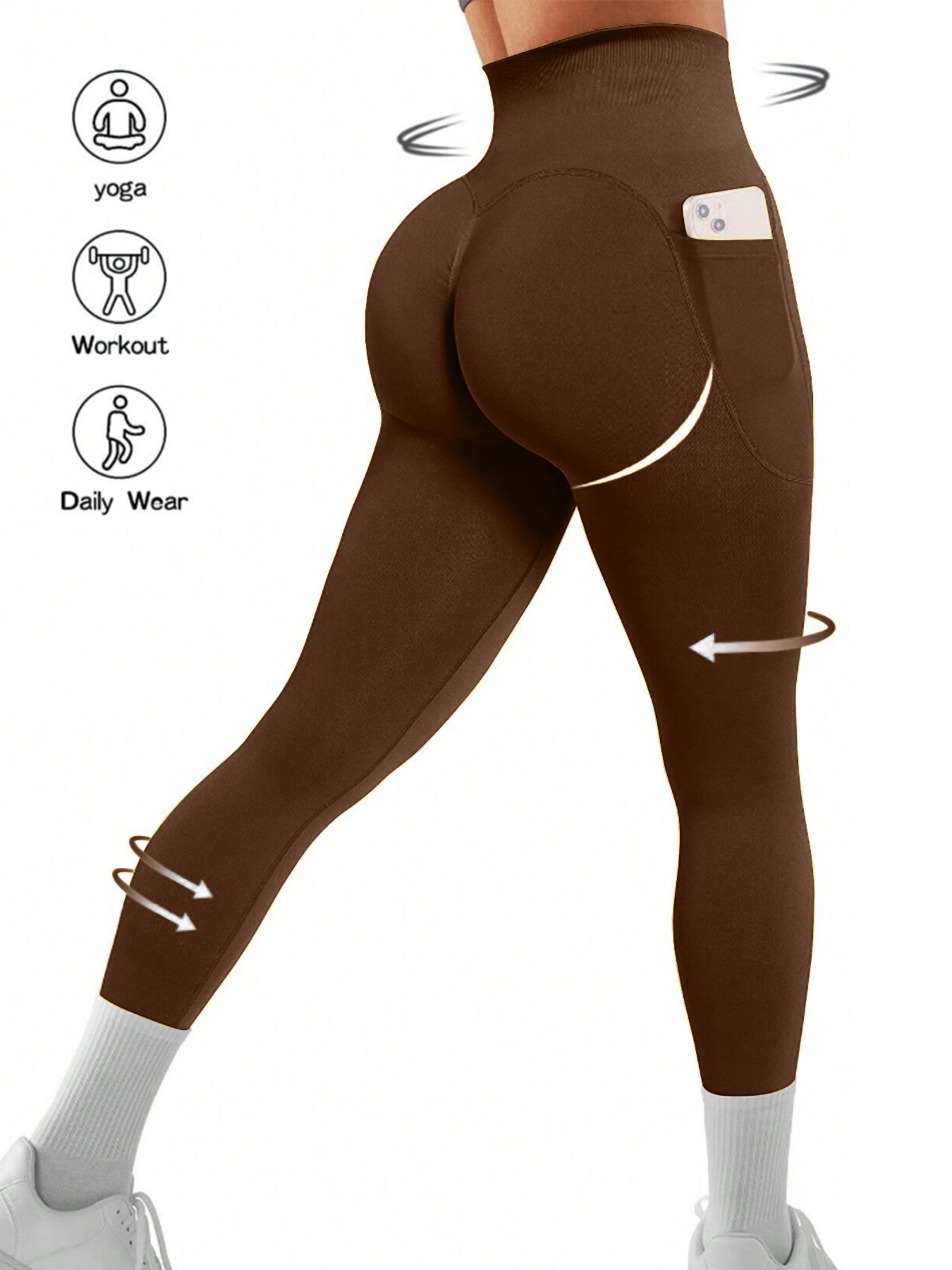 Womens Seamless Scrunch Butt Lift Leggings High Waisted Yoga Workout Tights – view 10