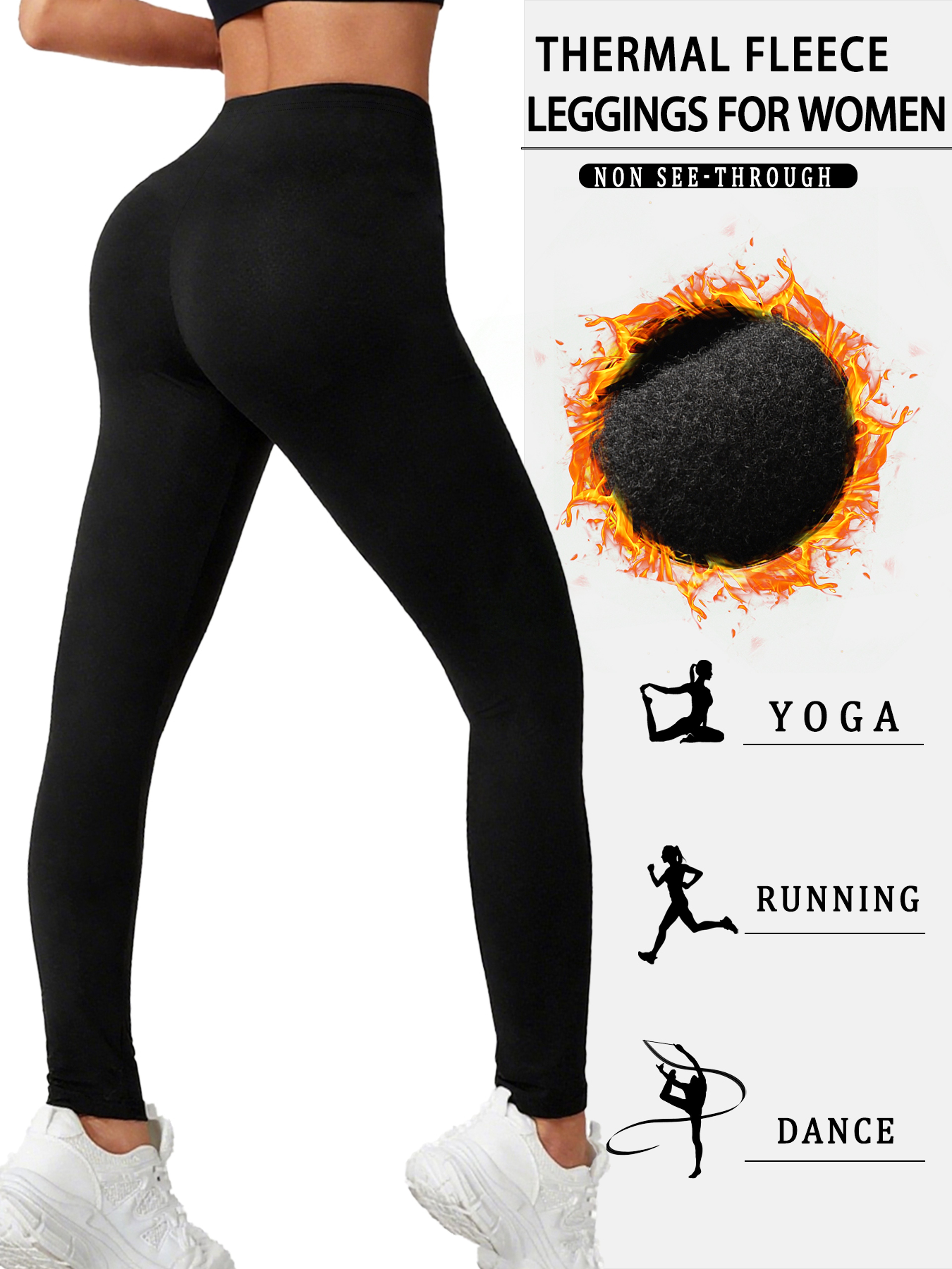 Womens Thermal Fleece Lined Leggings Low Rise Stretchy Winter Yoga Pants 1