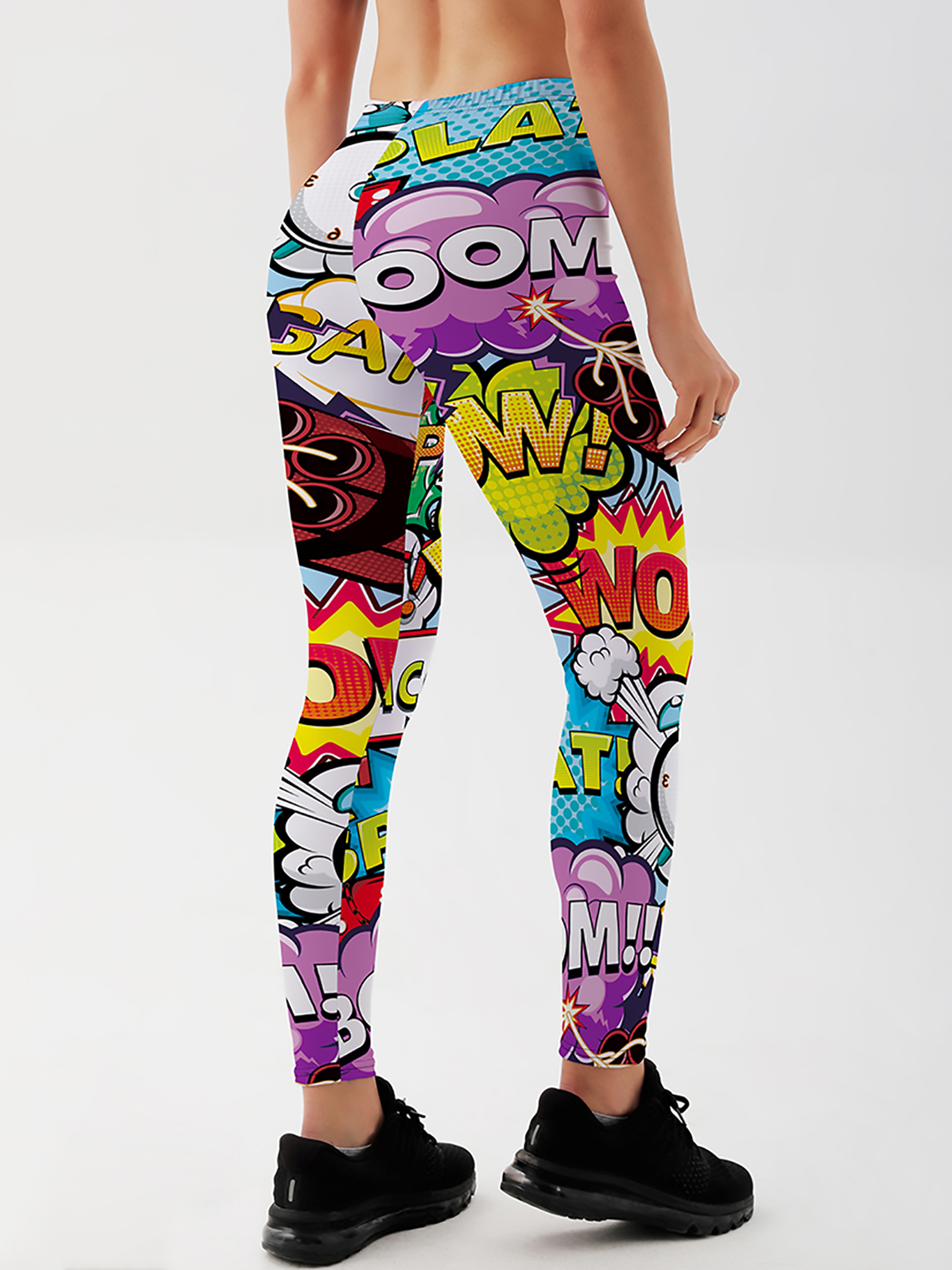Womens ThreeD Printed Leggings Mid Waist Stretchy Cartoon Comic Workout Pants – view 4