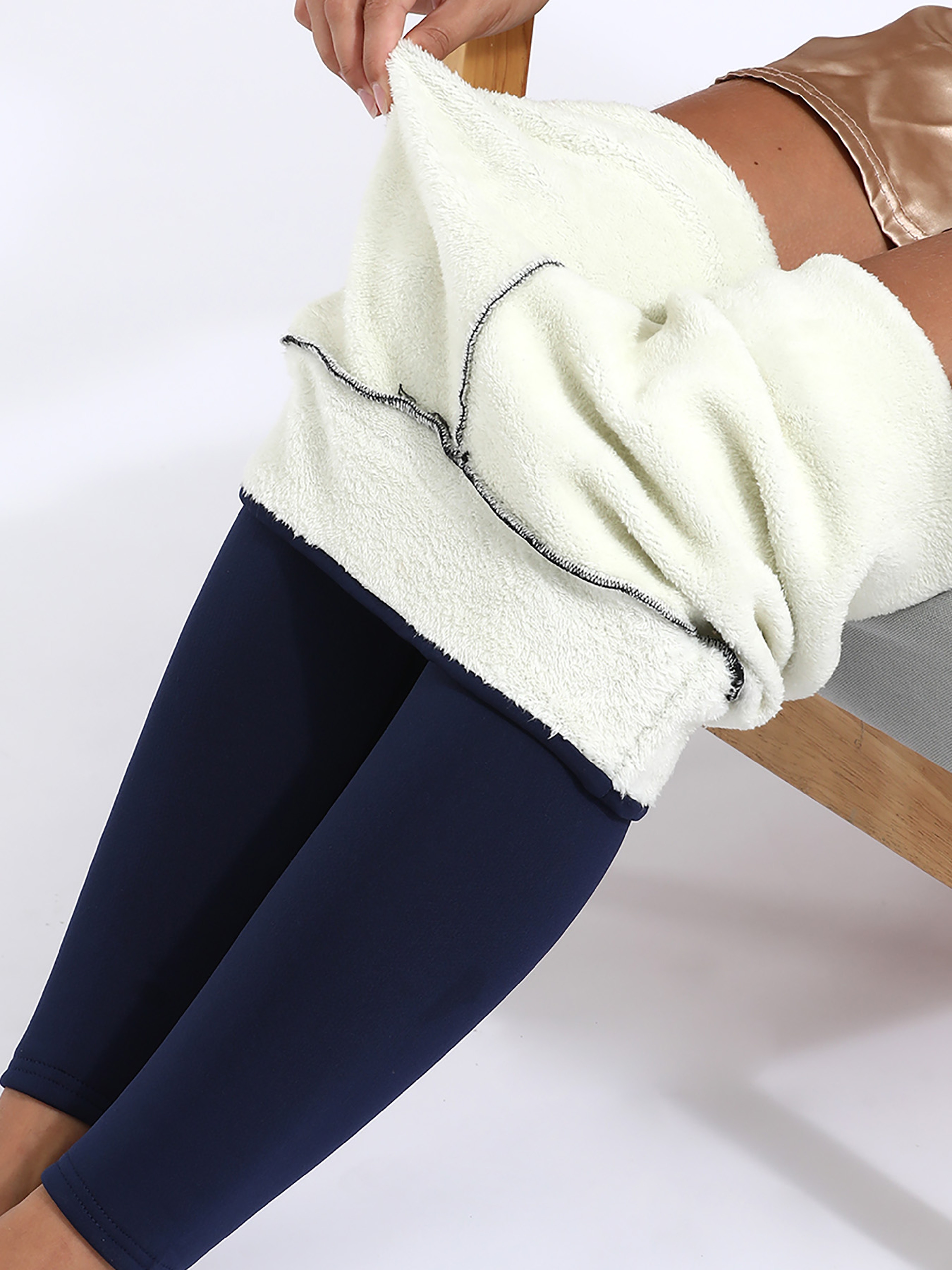 Womens High Waisted Winter Leggings with Plush Velvet Feel and Stretch – view 11