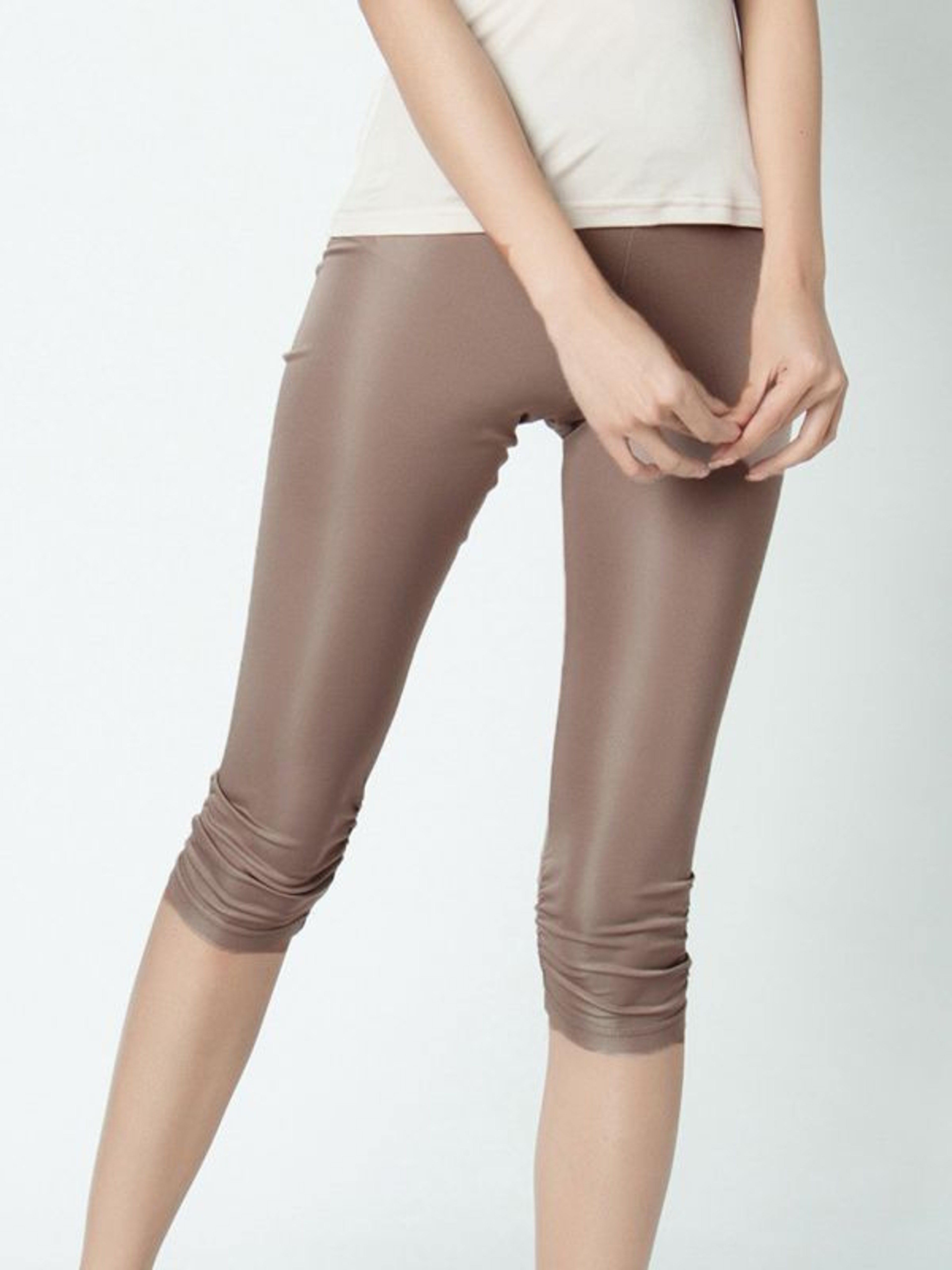 Womens Silk Viscose Knit Mid Calf Leggings With Stretch And Booty Lifting Fit 8