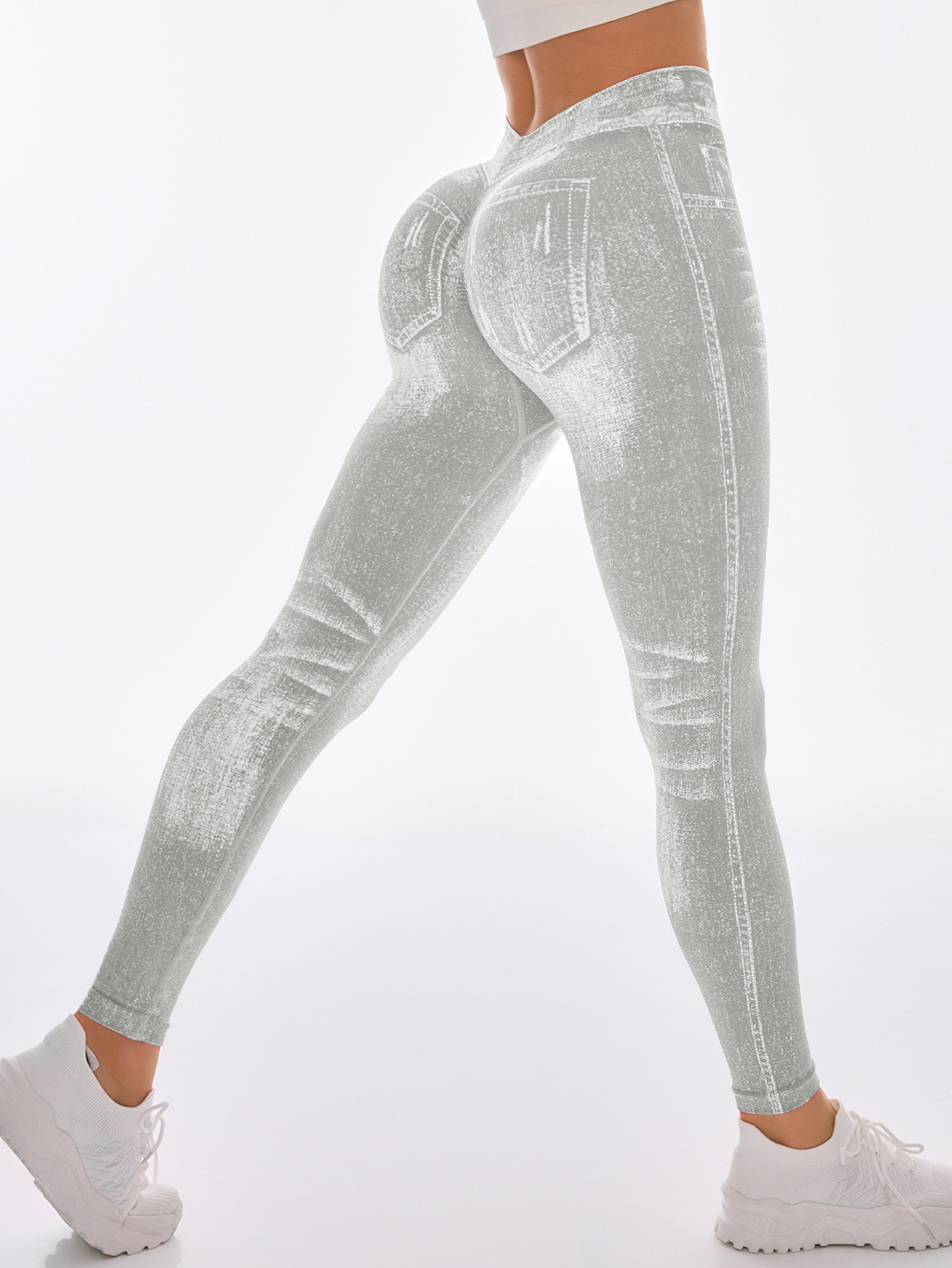 Womens Seamless V Back Booty Lifting Yoga Leggings for Gym and Fitness – view 13