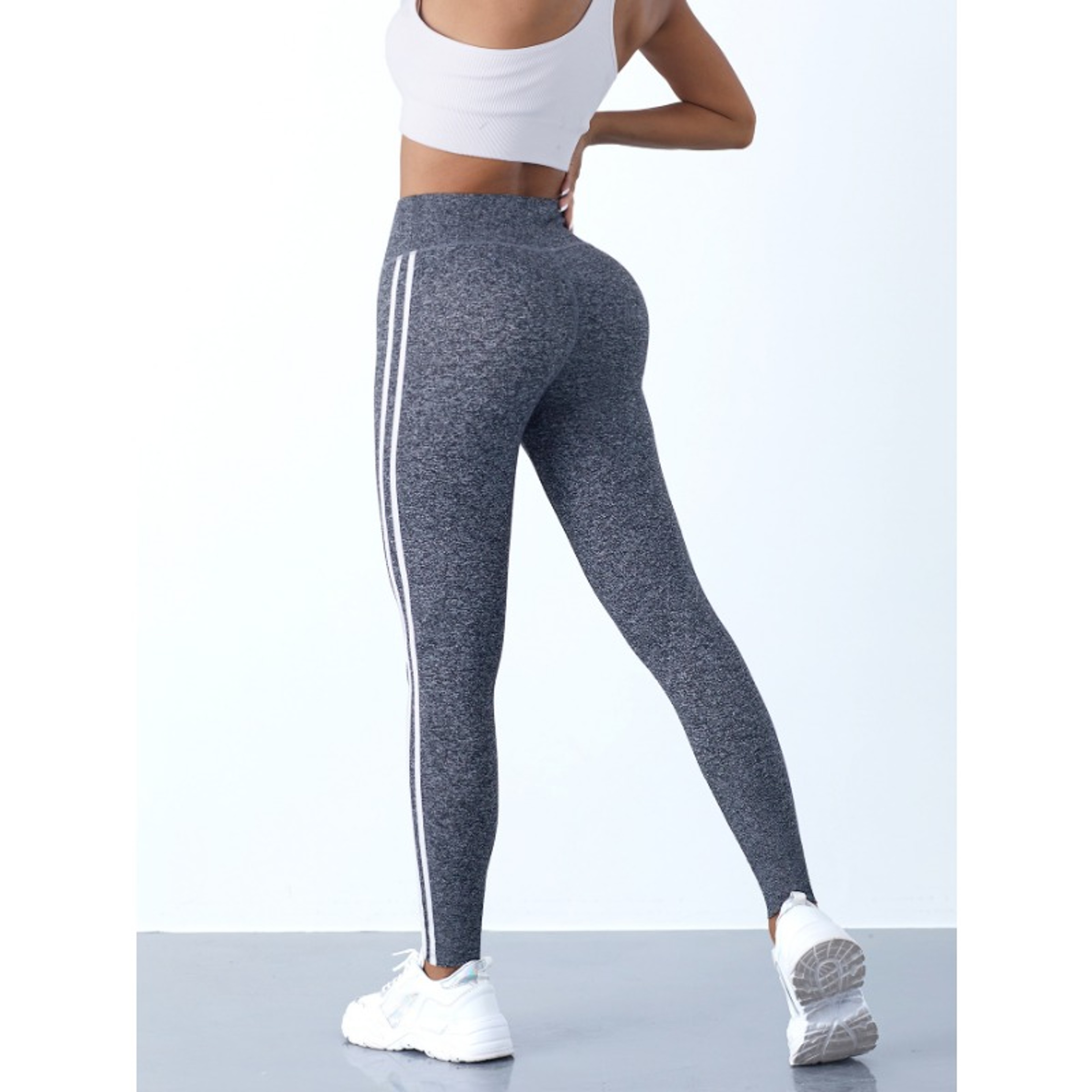 Womens High Waisted Striped Yoga Leggings with Booty Lifting Fit – view 5