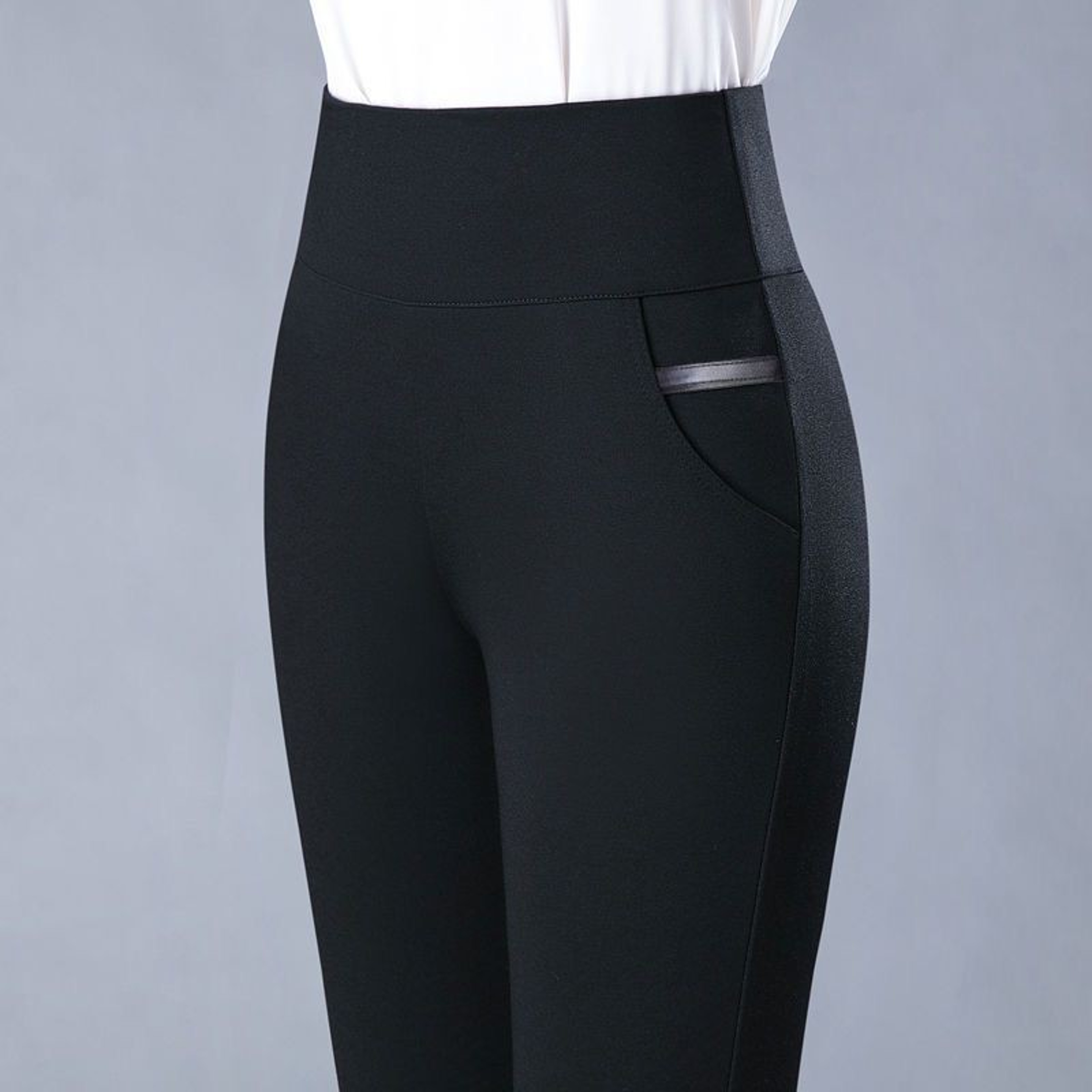 Womens High Waisted Mid Calf Leggings With Stretchy Slim Fit 1