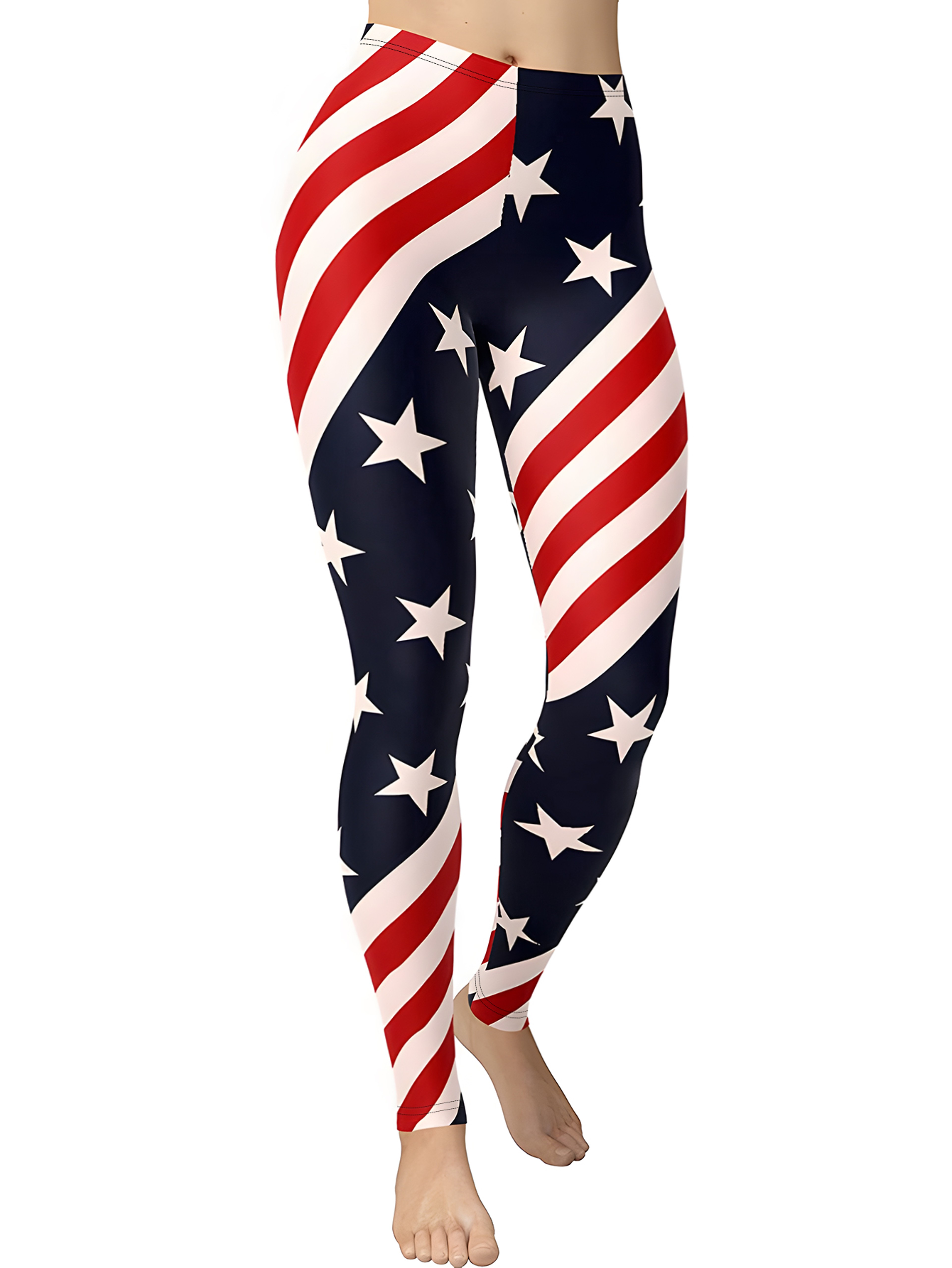 Womens High Waisted Yoga Leggings with Stretchy Fabric and Printed Designs – view 2