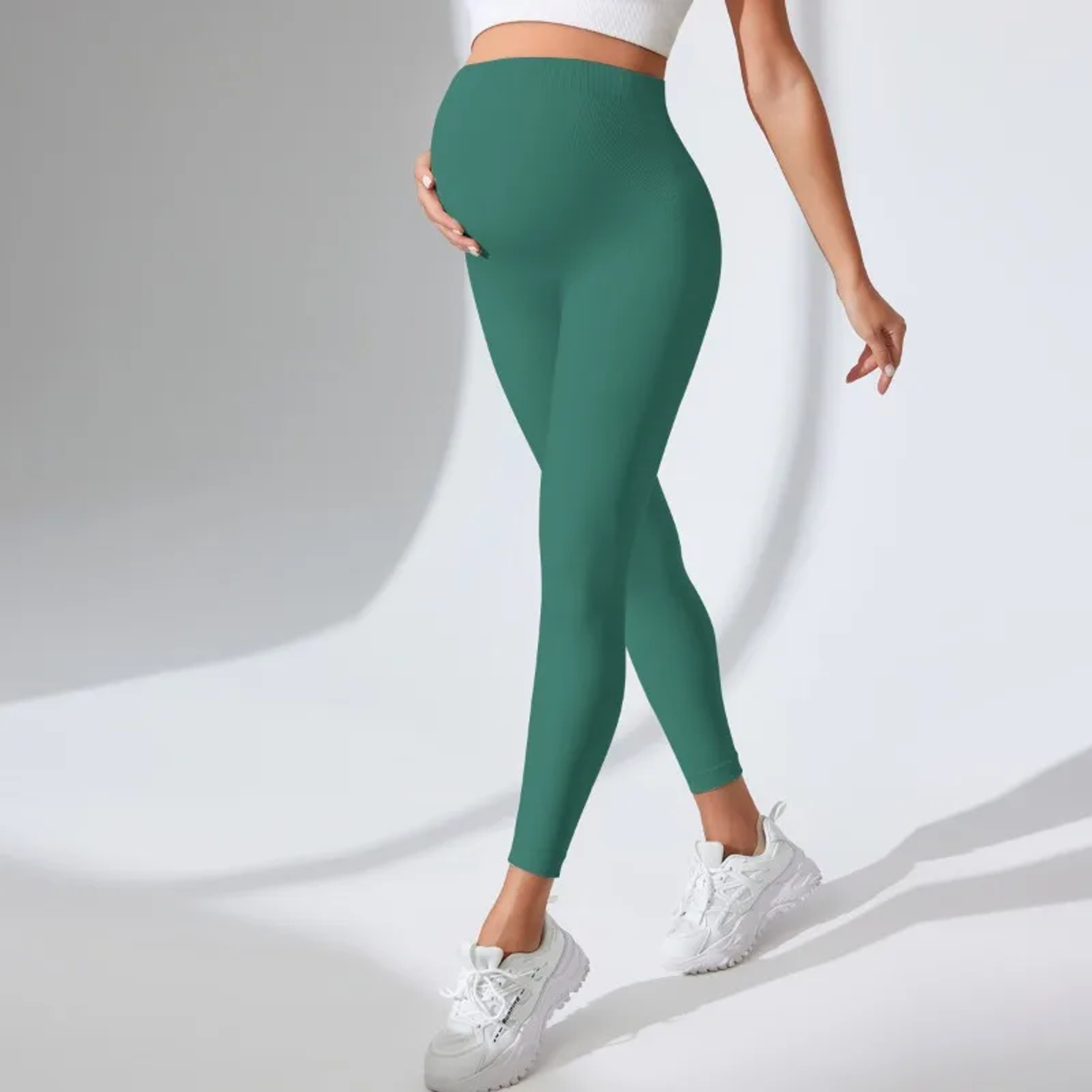 High Waist Maternity Leggings for Women Seamless Knit Yoga Pants with Belly Support – view 11