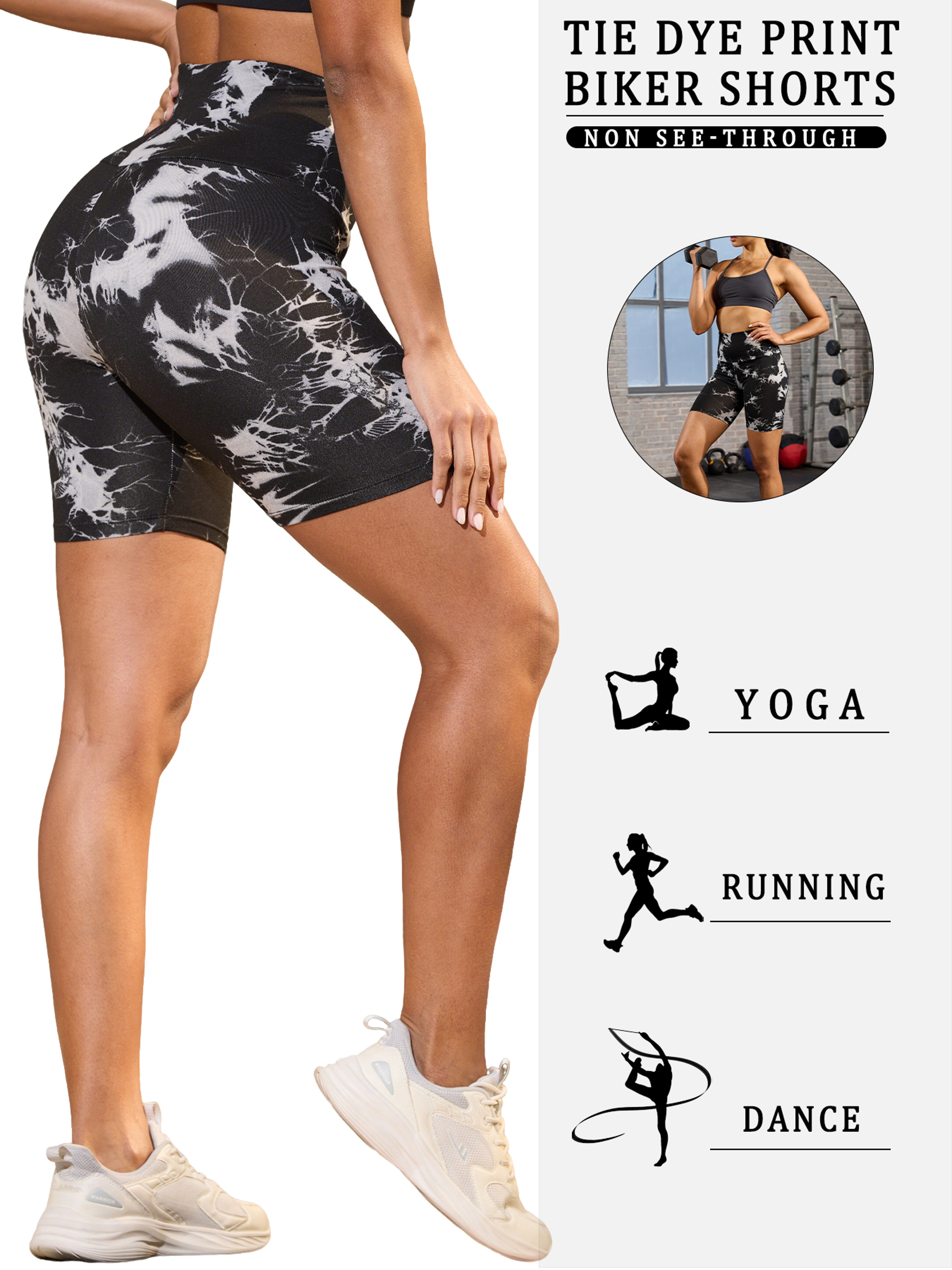 Womens High Waisted Tie Dye Biker Shorts For Yoga Running And Gym Workouts 1