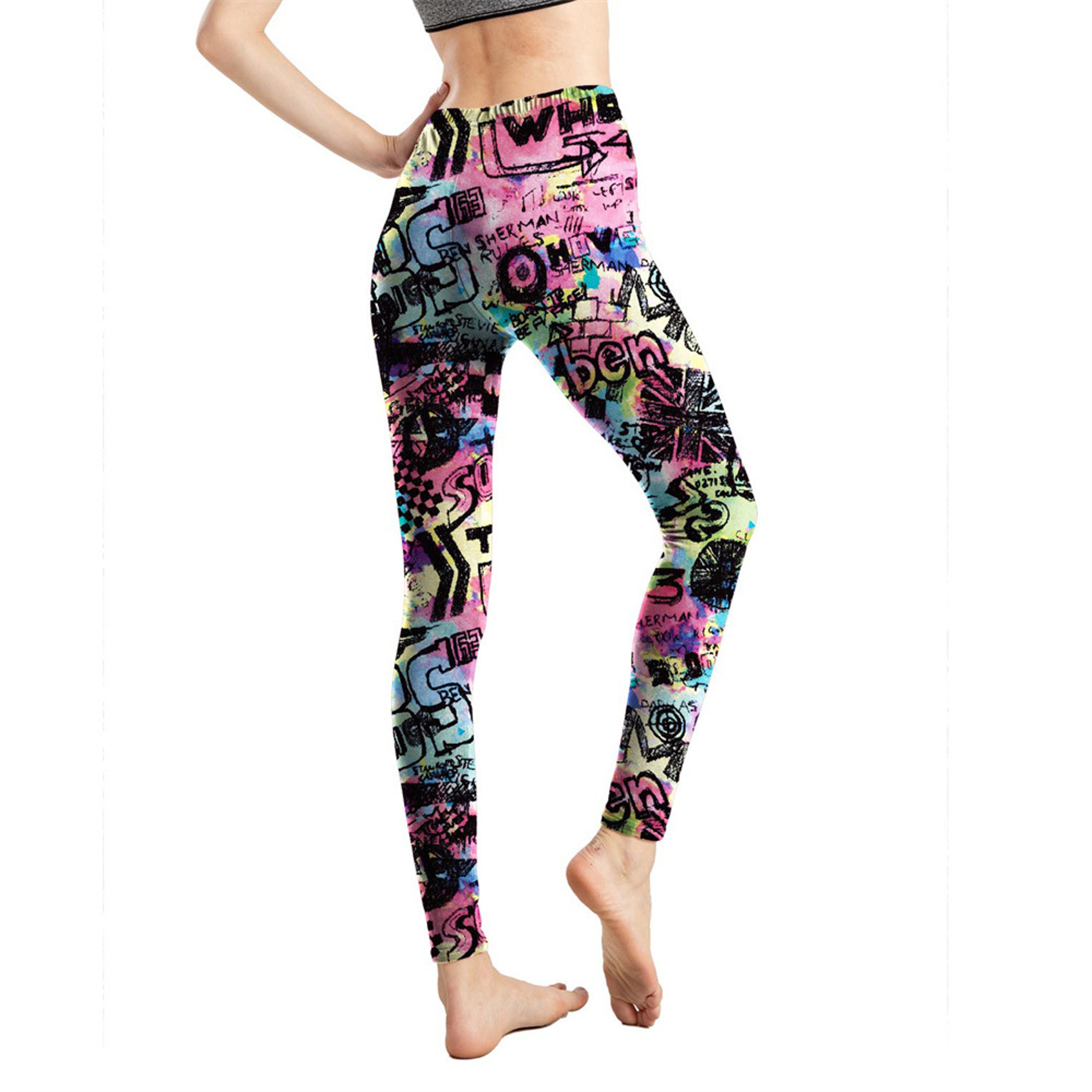 Womens Colorful Geometric Print Stretch Leggings For Workout And Casual Wear 2