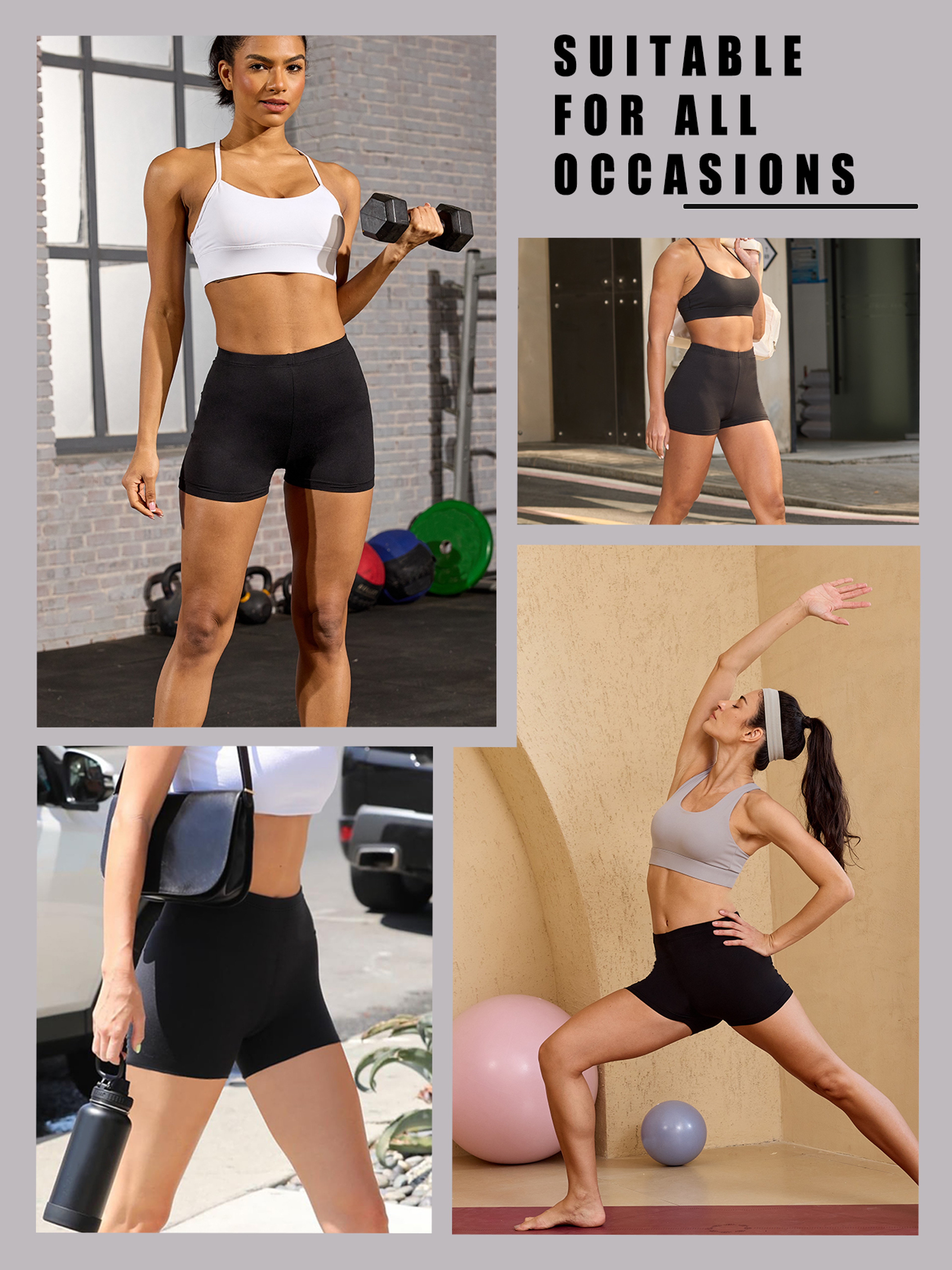 Womens High Stretch Biker Shorts With Soft Knit Fabric For Yoga And Running 2