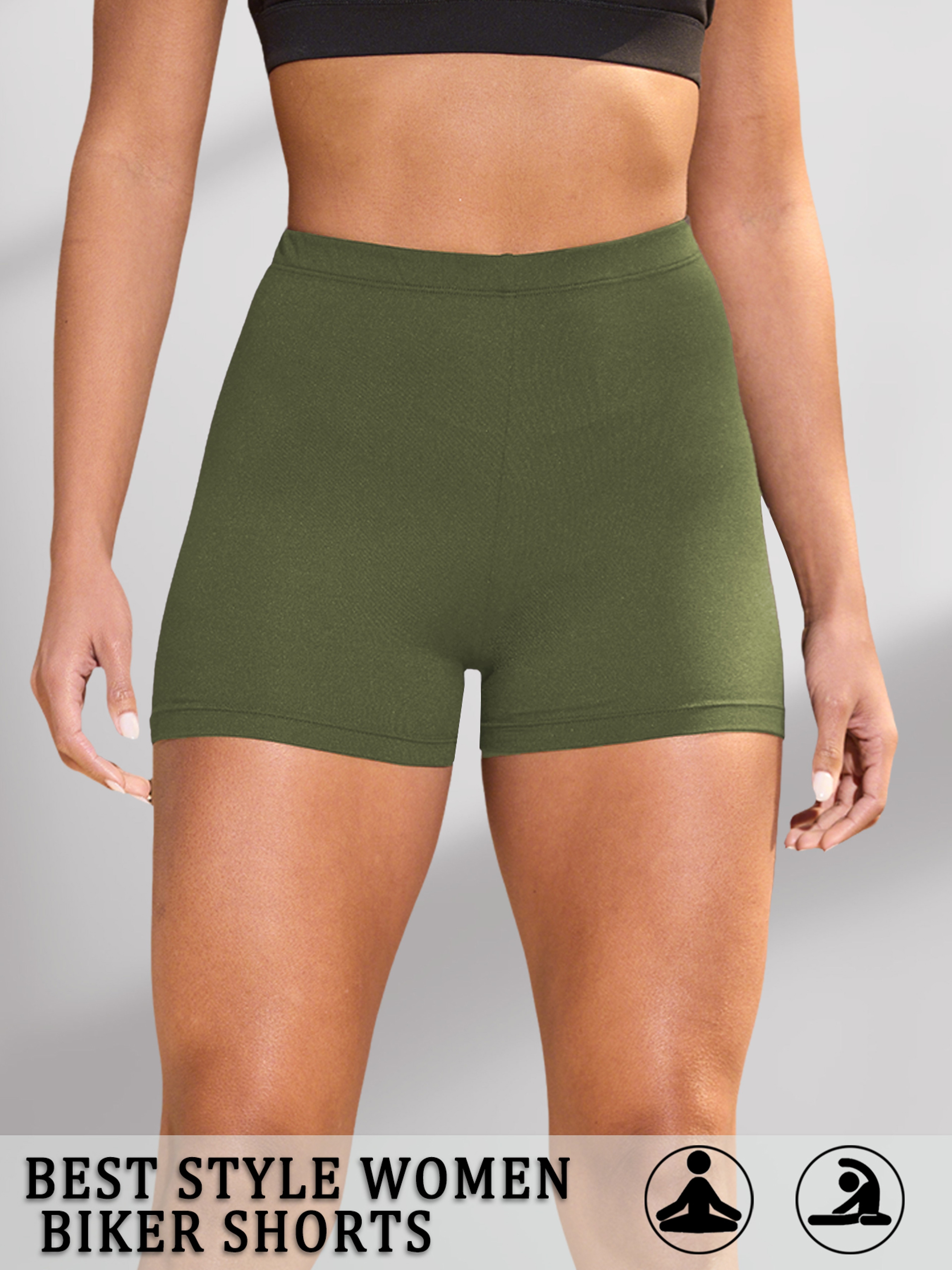 Womens High Stretch Biker Shorts With Soft Knit Fabric For Yoga And Running 12