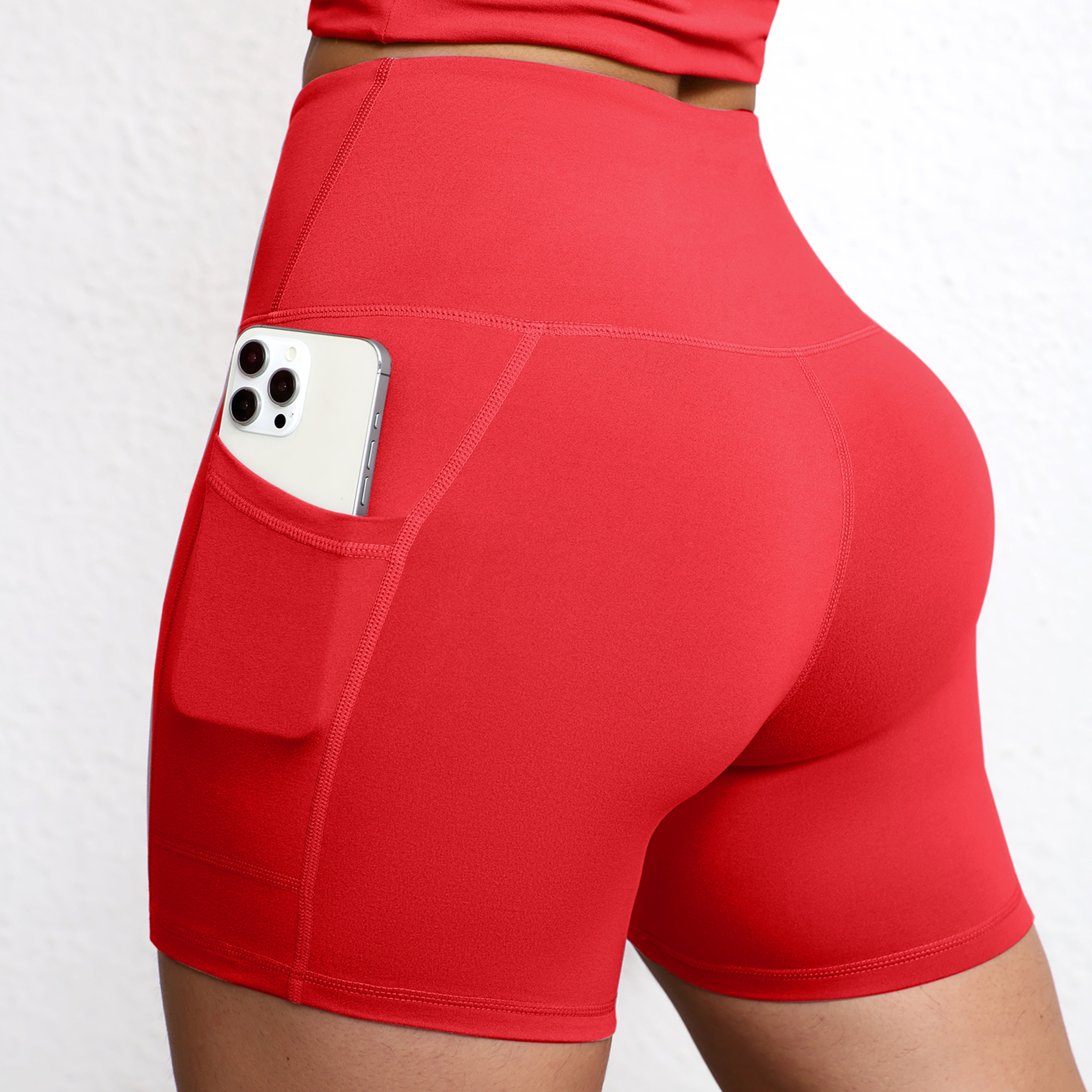 Womens High Waisted Biker Shorts with Side Pockets for Yoga and Running – view 12