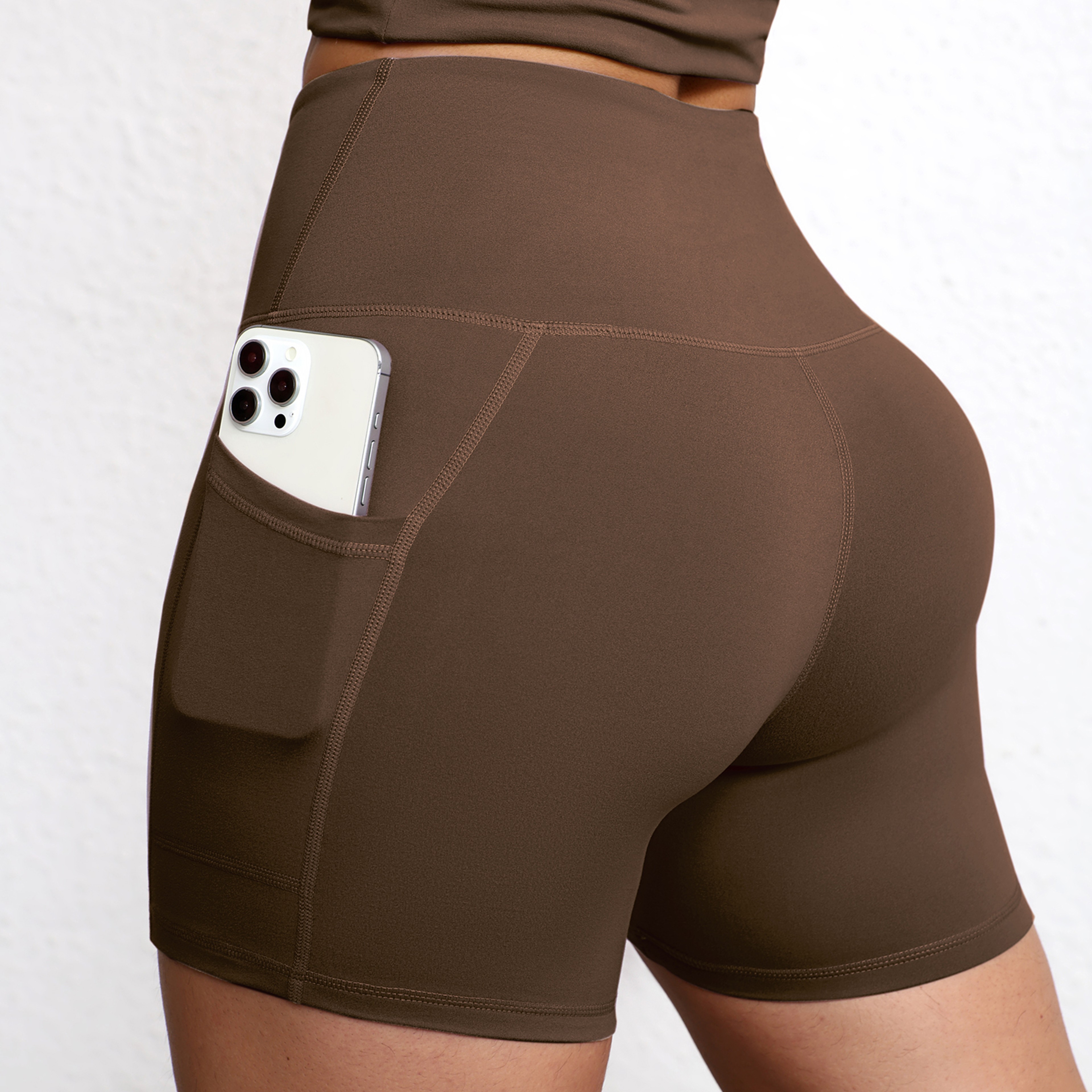 Womens High Waisted Biker Shorts with Side Pockets for Yoga and Running – view 19