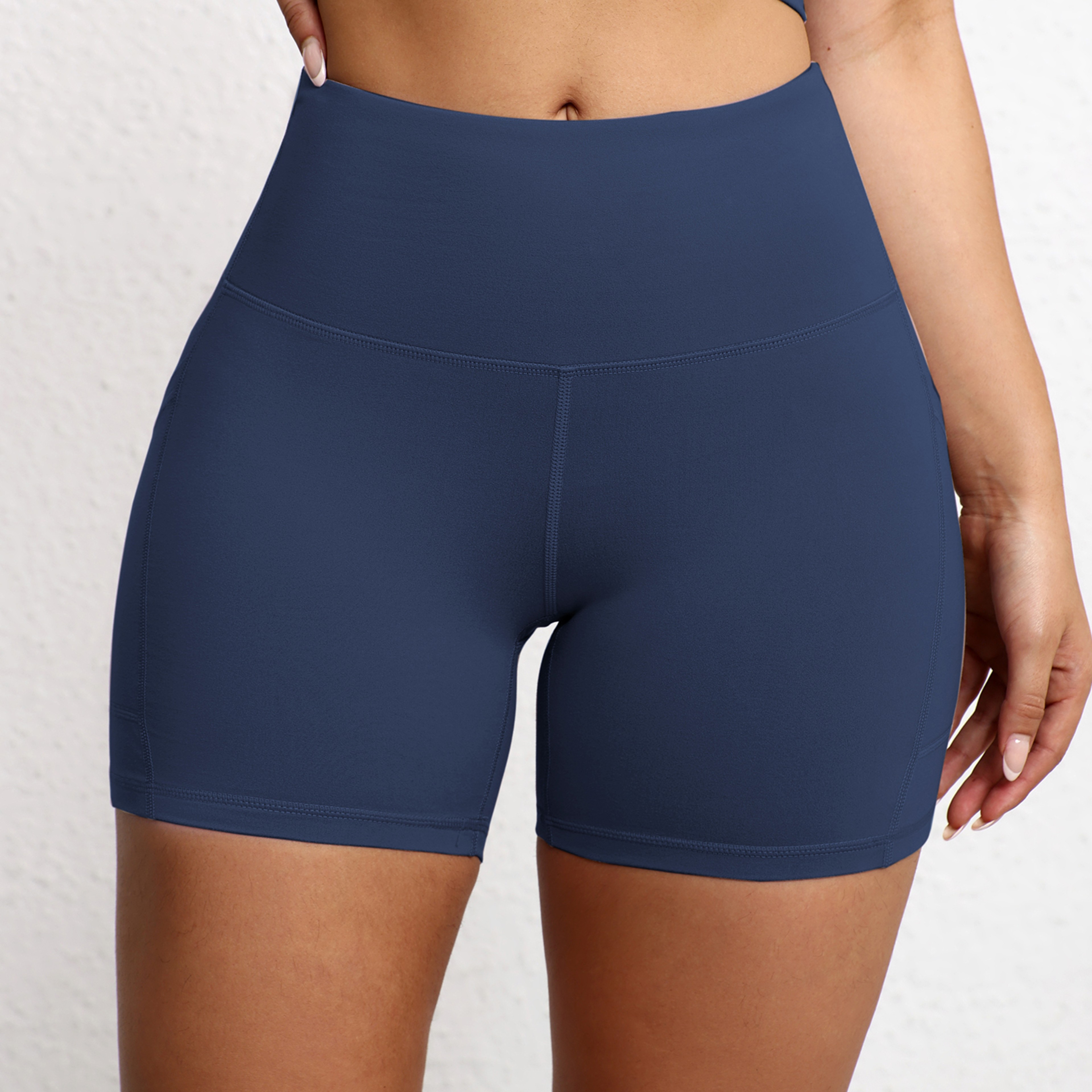 Womens High Waisted Yoga Shorts With Pockets Quick Dry Workout Shorts 3