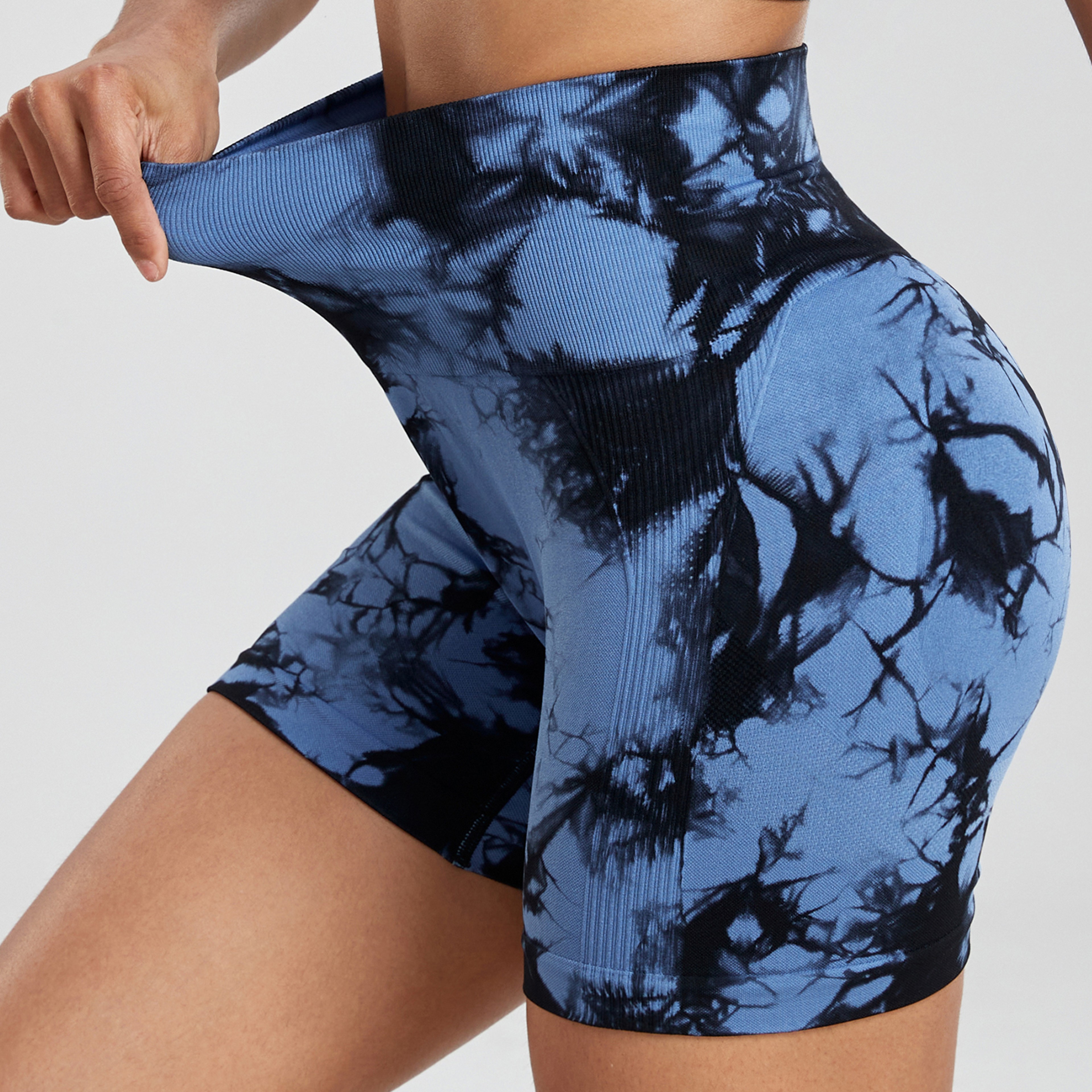 Womens High Waisted Seamless Tie Dye Workout Shorts for Running and Gym – view 5