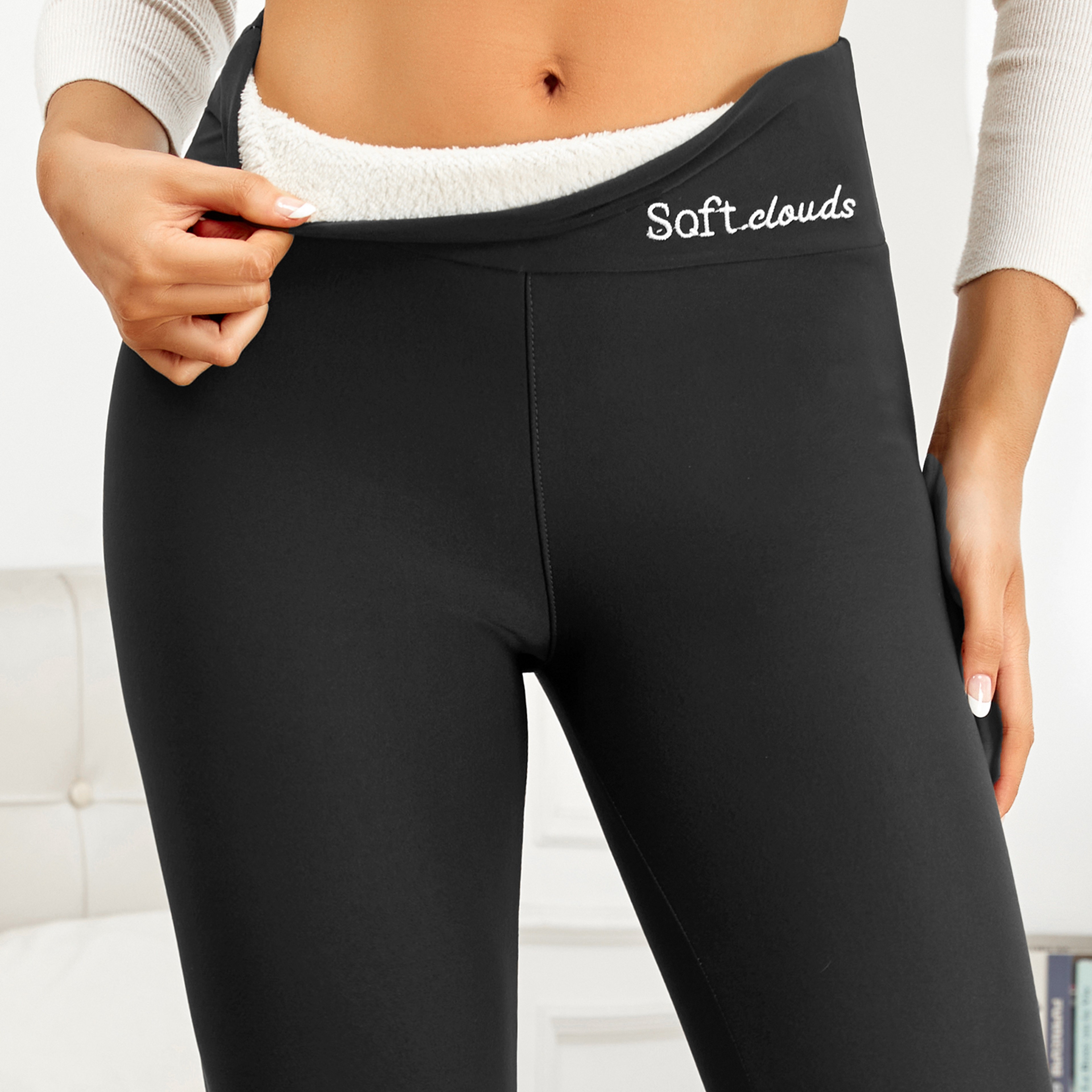 Womens High Waisted Fleece Lined Winter Leggings With Stretchy Velvet Feel 6
