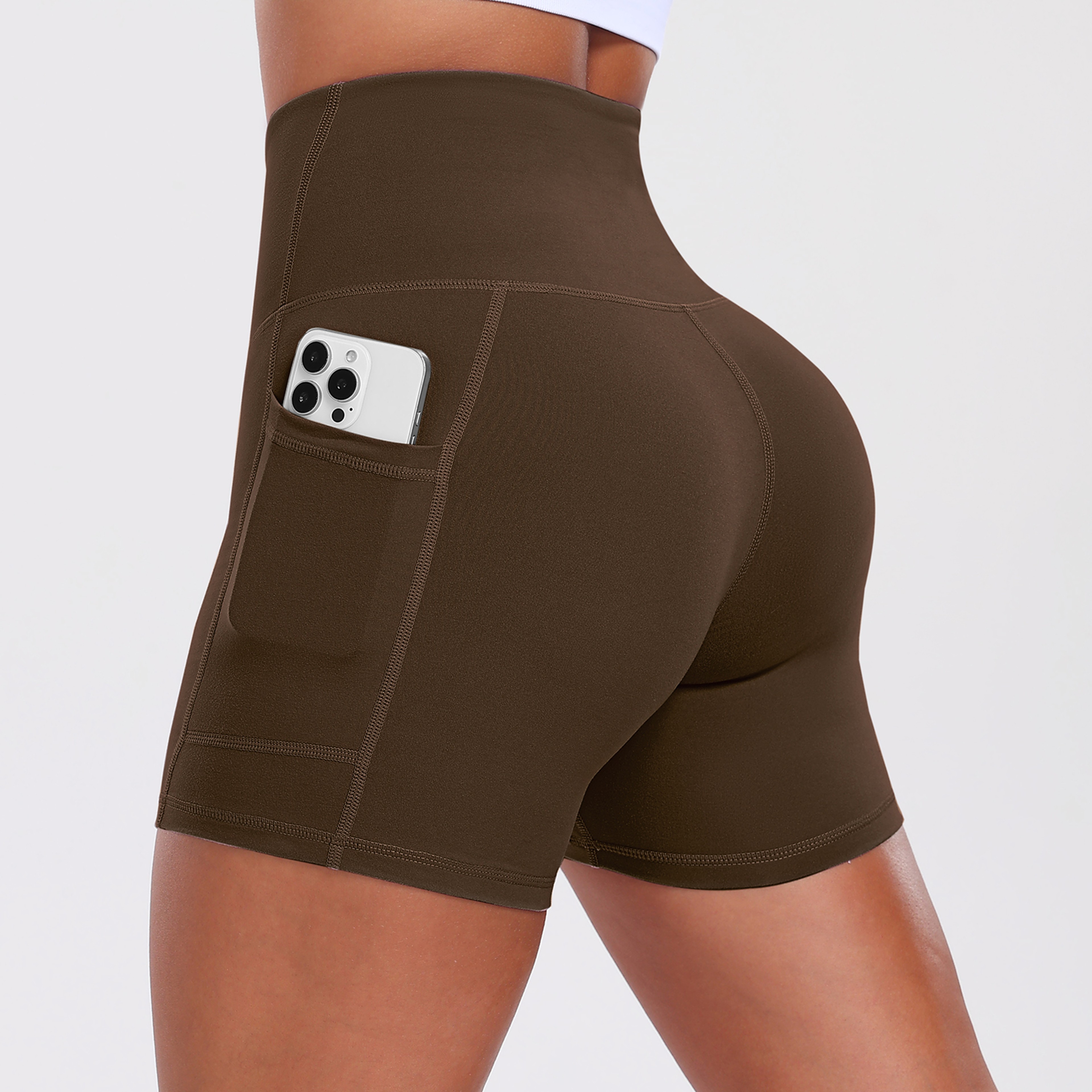 Womens High Waisted Workout Shorts with Pockets for Yoga and Cycling – view 3