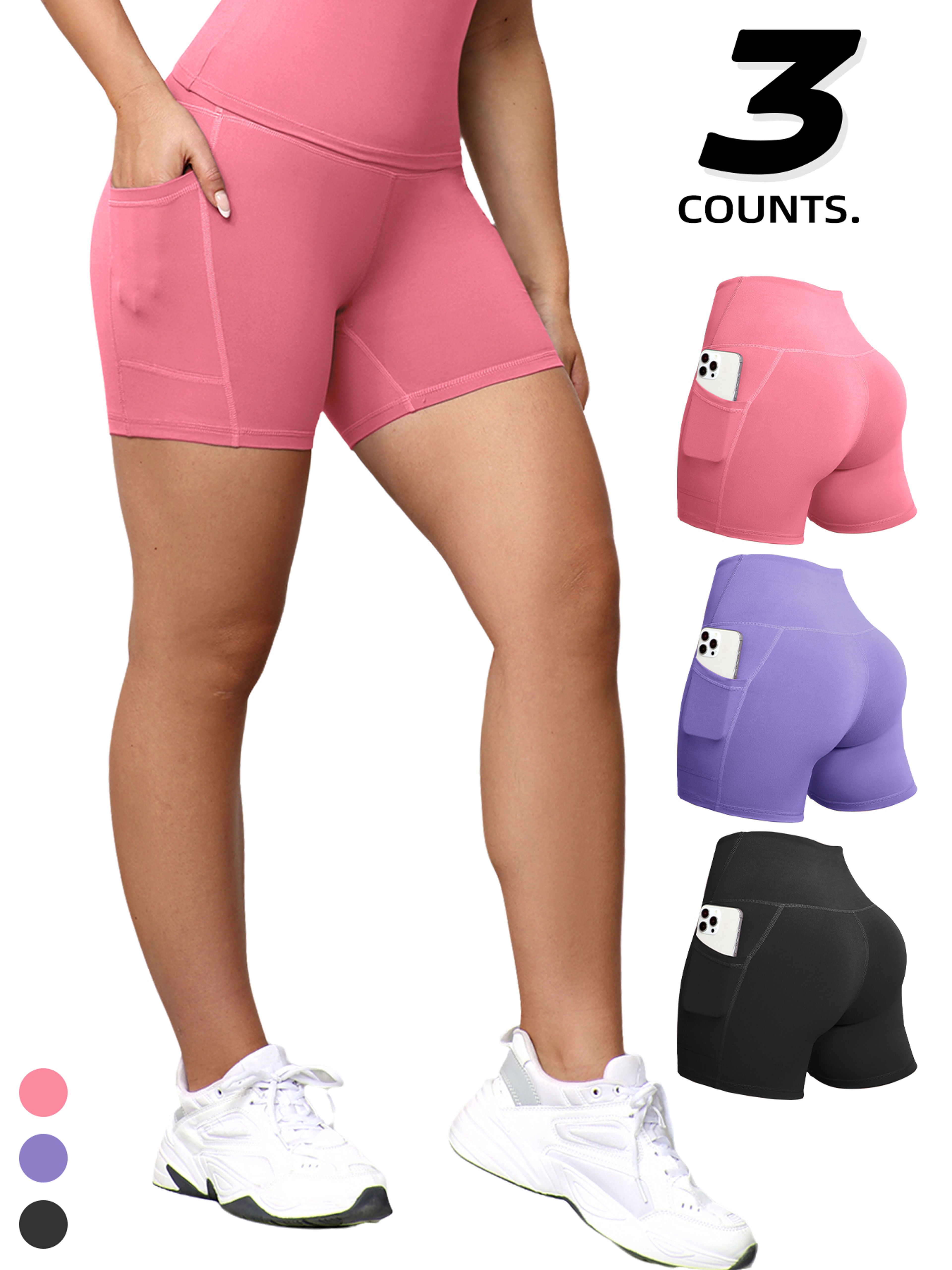 Womens High Waisted Yoga Leggings Shorts with Pockets Quick Dry Workout Shorts – view 1