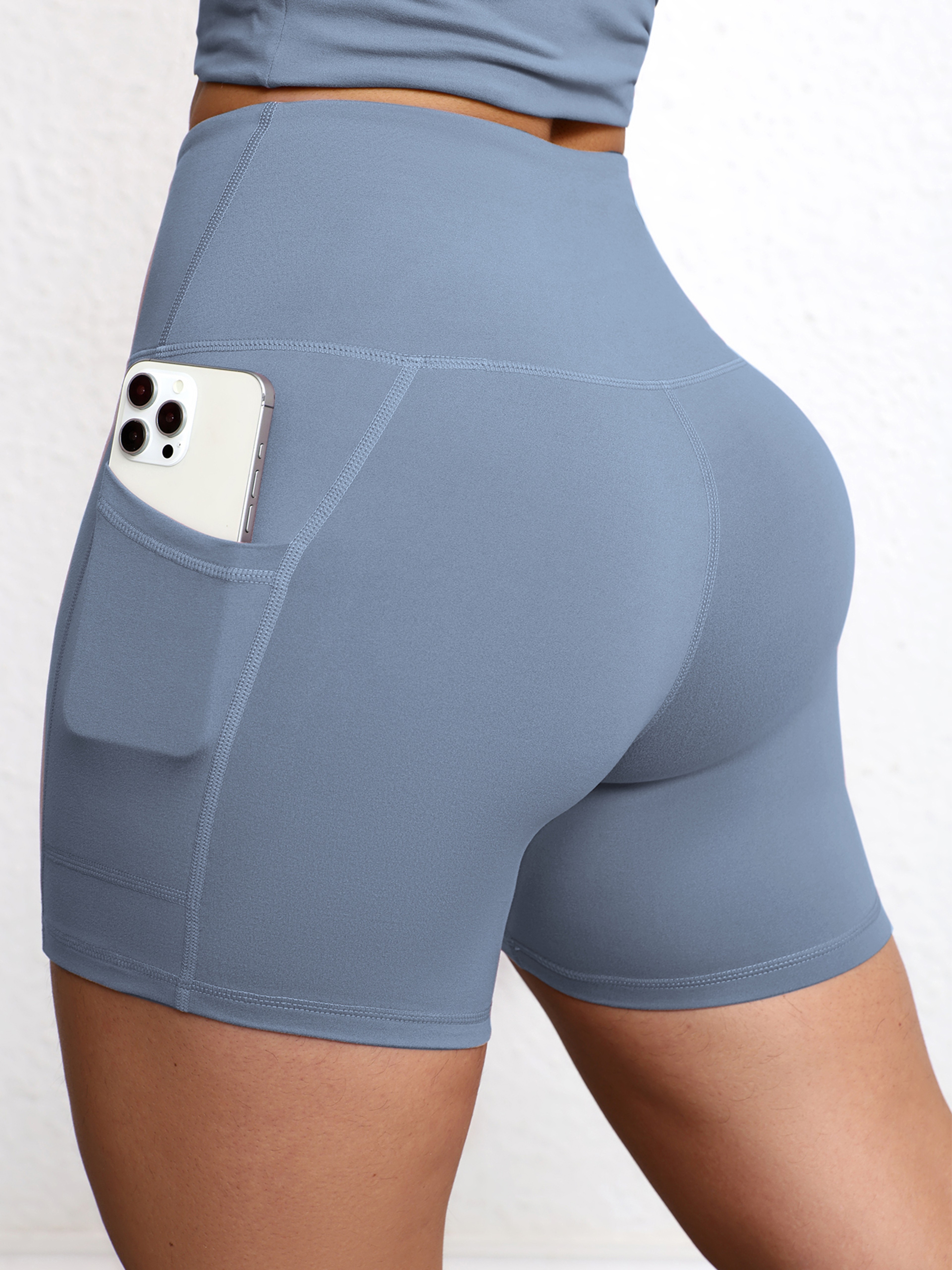 Womens High Waisted Yoga Leggings Shorts with Pockets Quick Dry Workout Shorts – view 4