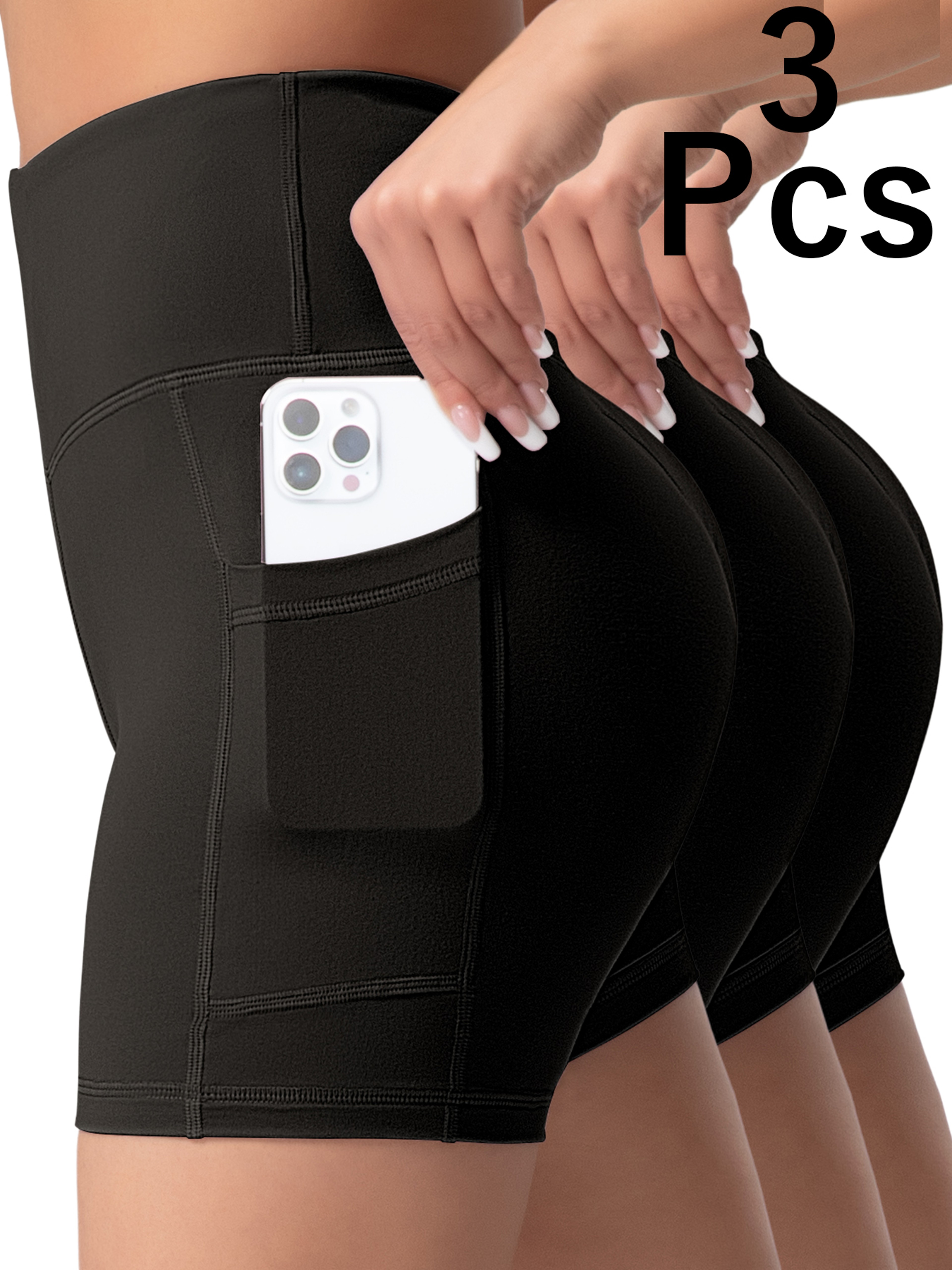 Womens High Waisted Yoga Leggings Shorts with Pockets Quick Dry Workout Shorts – view 14