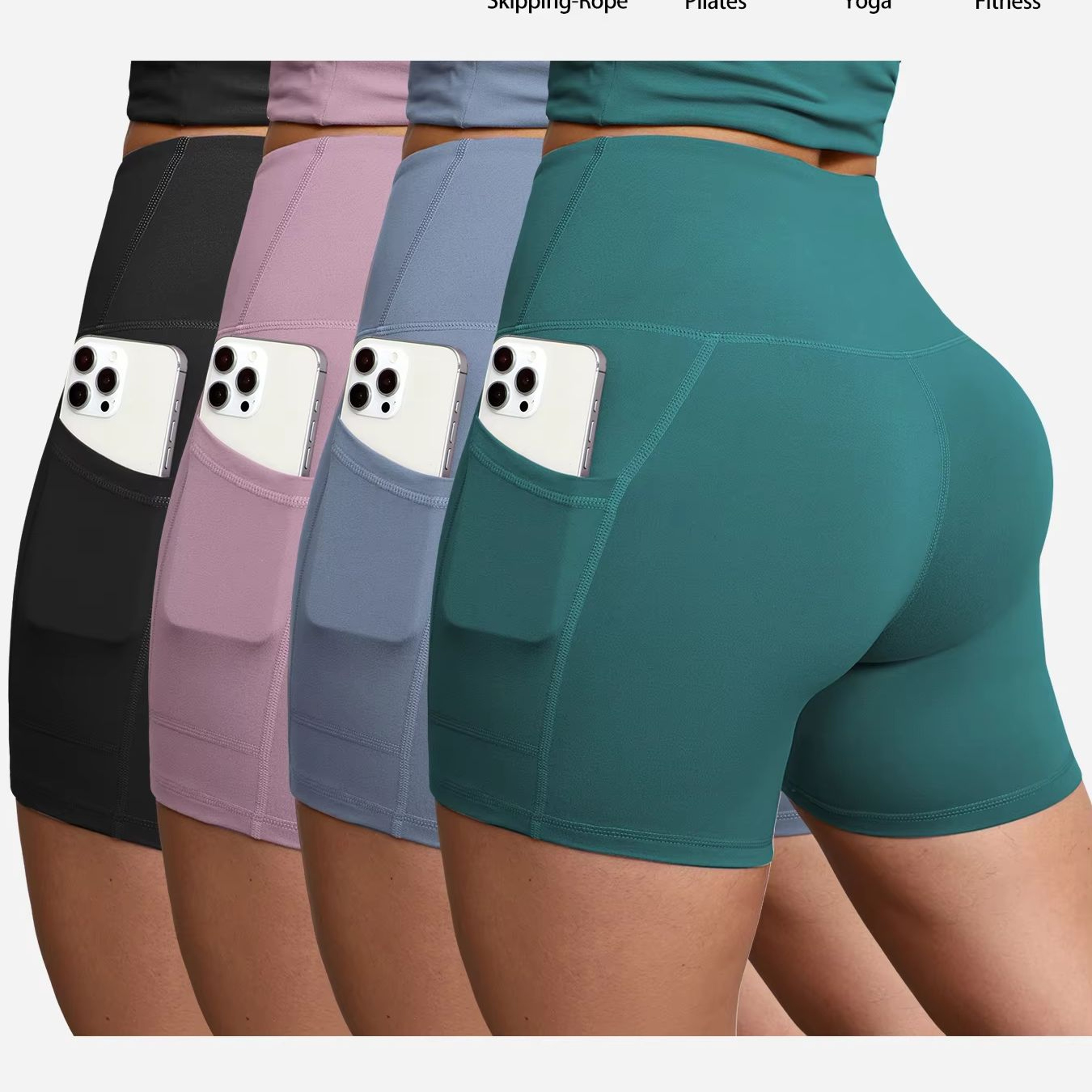 Womens High Waisted Yoga Shorts with Pockets for Running and Gym Workouts – view 1