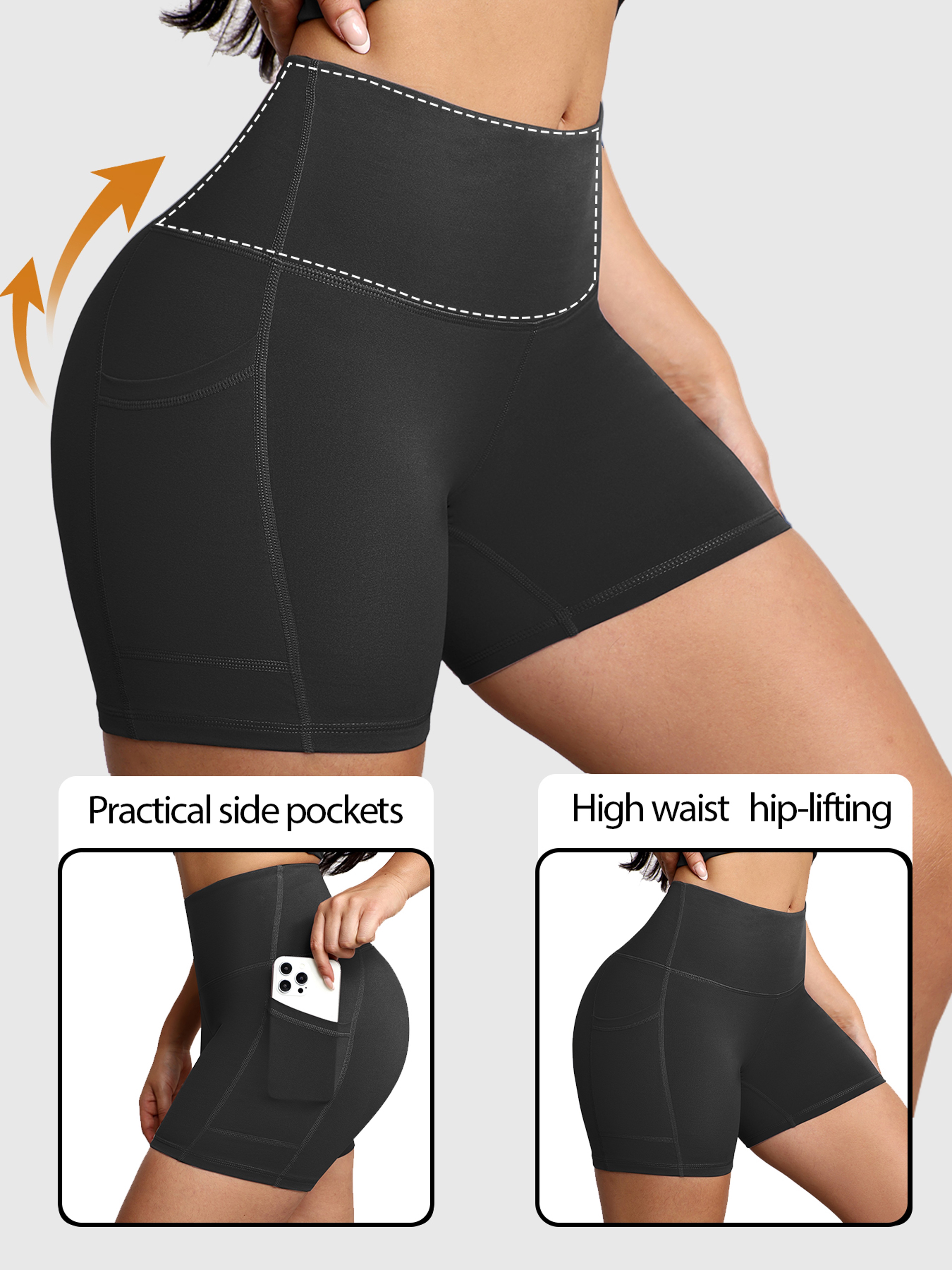 Womens High Waisted Yoga Shorts with Pockets for Running and Gym Workouts – view 4